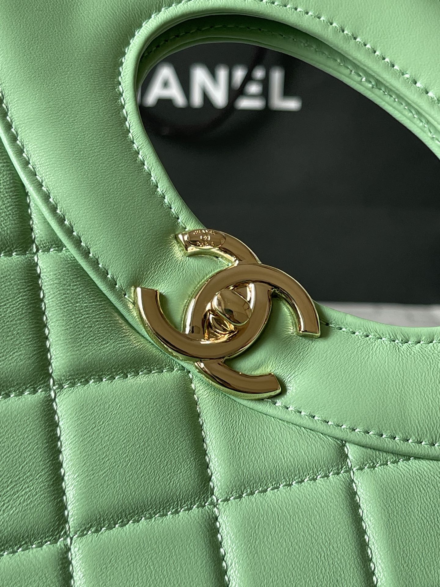 CC MEDIUM 36 SHOPPING BAG IN GREEN MINT CALFSKIN