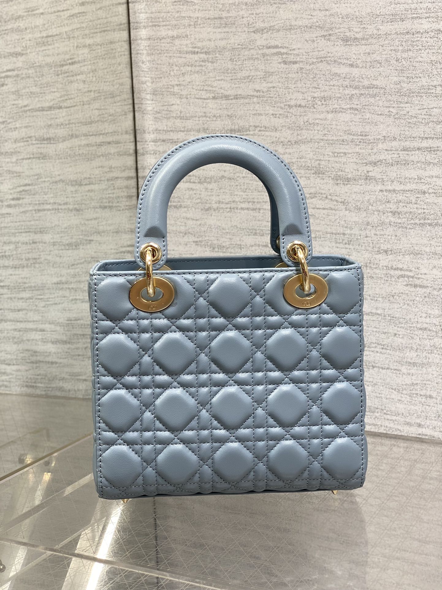 LADY MINI BAG 20 IN CERULEAN BLUE LAMBSKIN