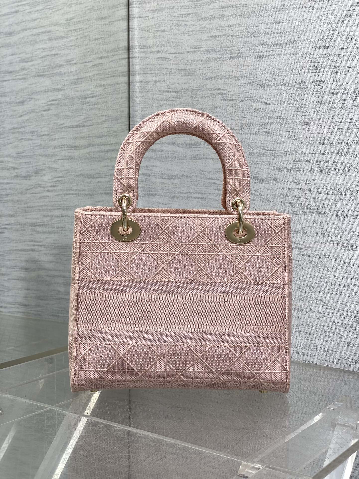 SMALL 24 LADY BAG IN PASTEL PINK CANVAS