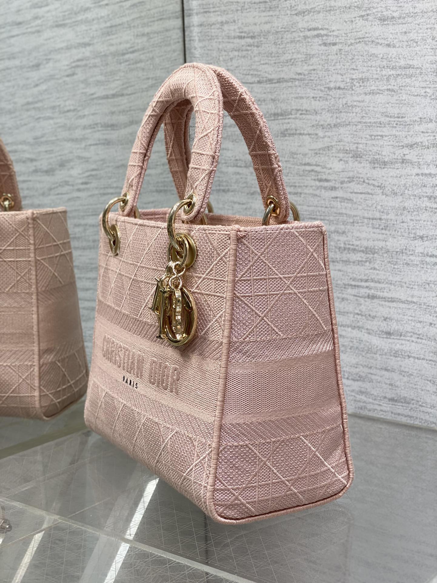 SMALL 24 LADY BAG IN PASTEL PINK CANVAS