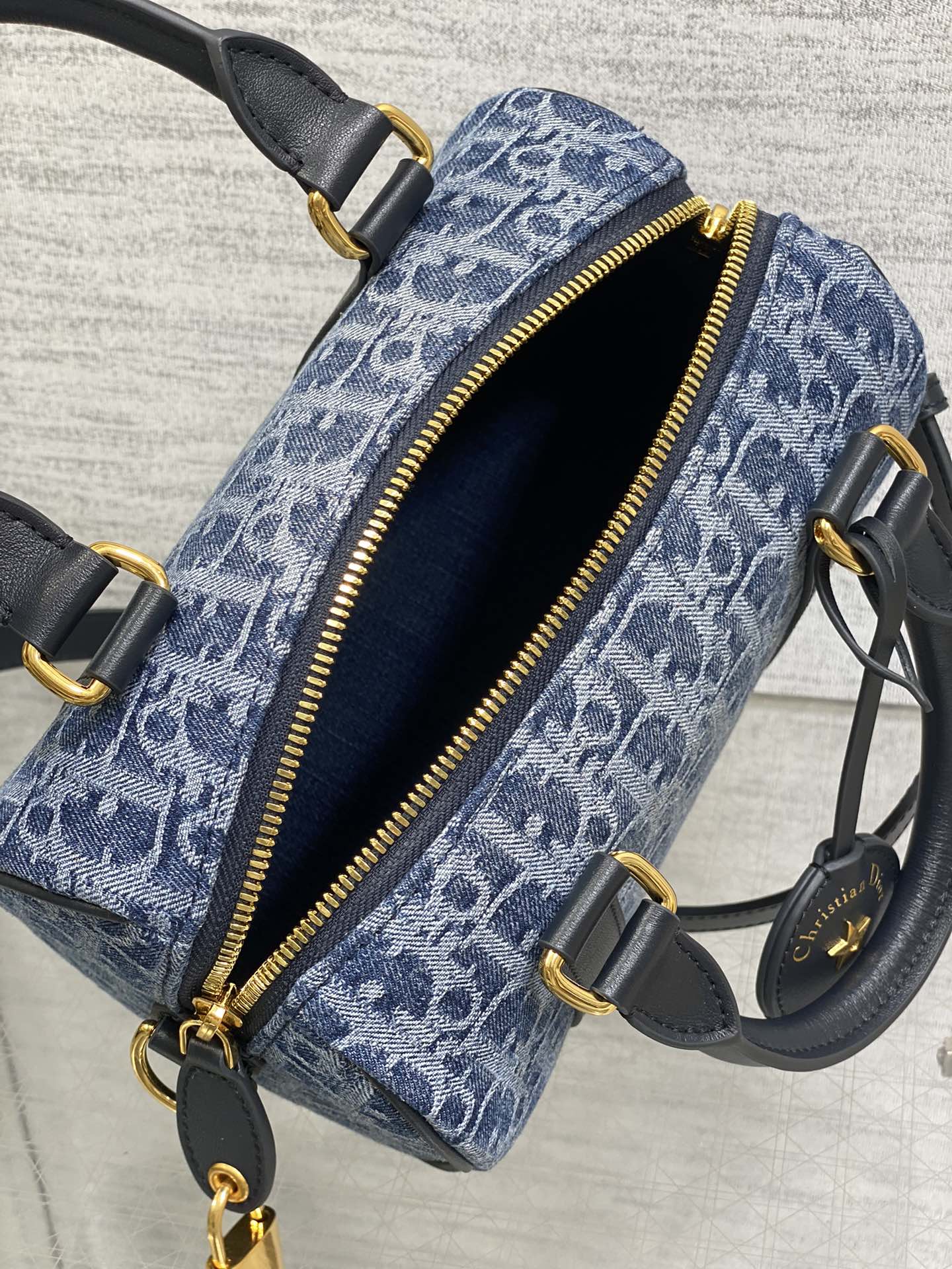 GROOVE 20 BAG IN DENIM BLUE OBLIQUE MONOGRAM JACQUARD