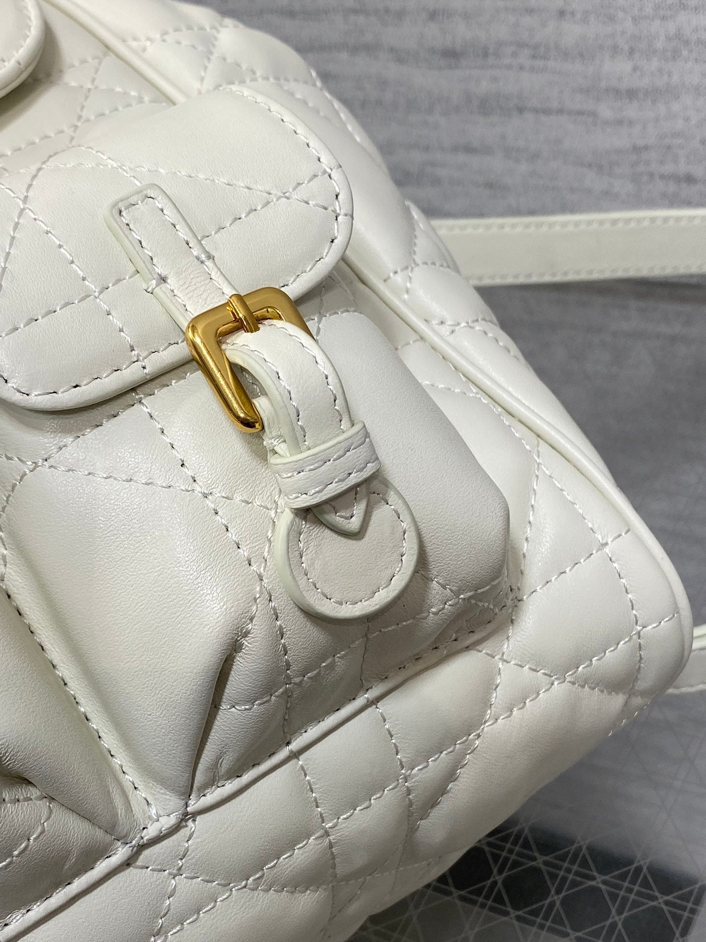 SMALL 23 CARO BACKPACK IN WHITE MACROCANNAGE LAMBSKIN