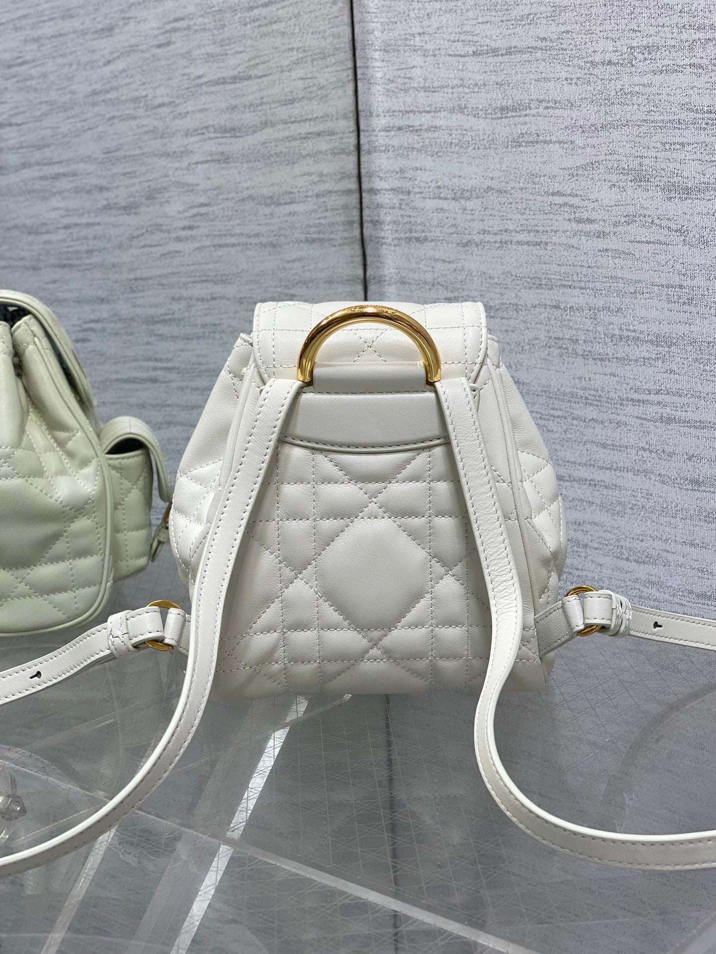 SMALL 20 CARO BACKPACK IN WHITE MACROCANNAGE LAMBSKIN