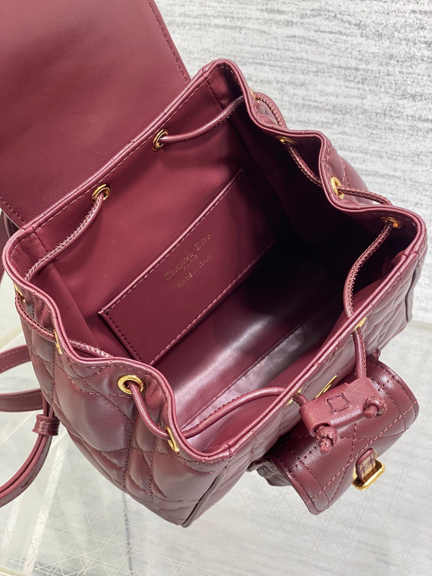 SMALL 20 CARO BACKPACK IN PLUM PURPLE MACROCANNAGE LAMBSKIN