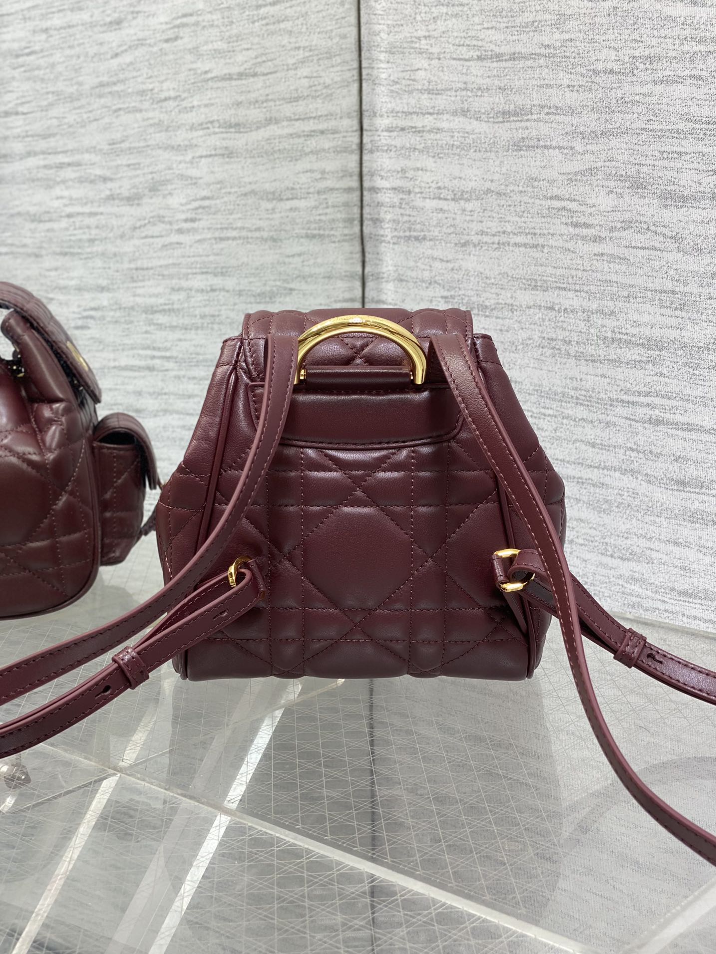 SMALL 20 CARO BACKPACK IN PLUM PURPLE MACROCANNAGE LAMBSKIN