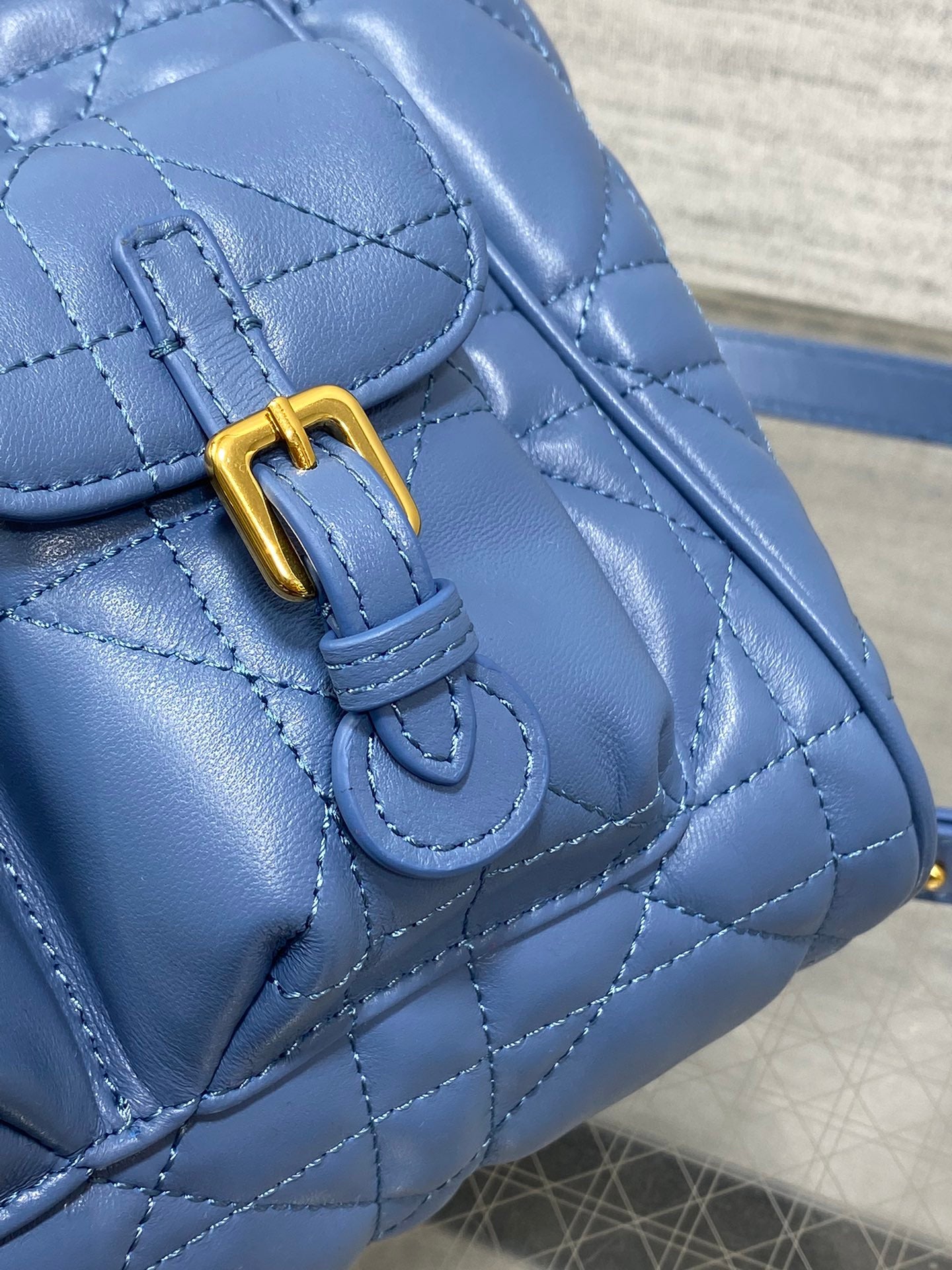 SMALL 20 CARO BACKPACK IN ROYAL BLUE MACROCANNAGE LAMBSKIN