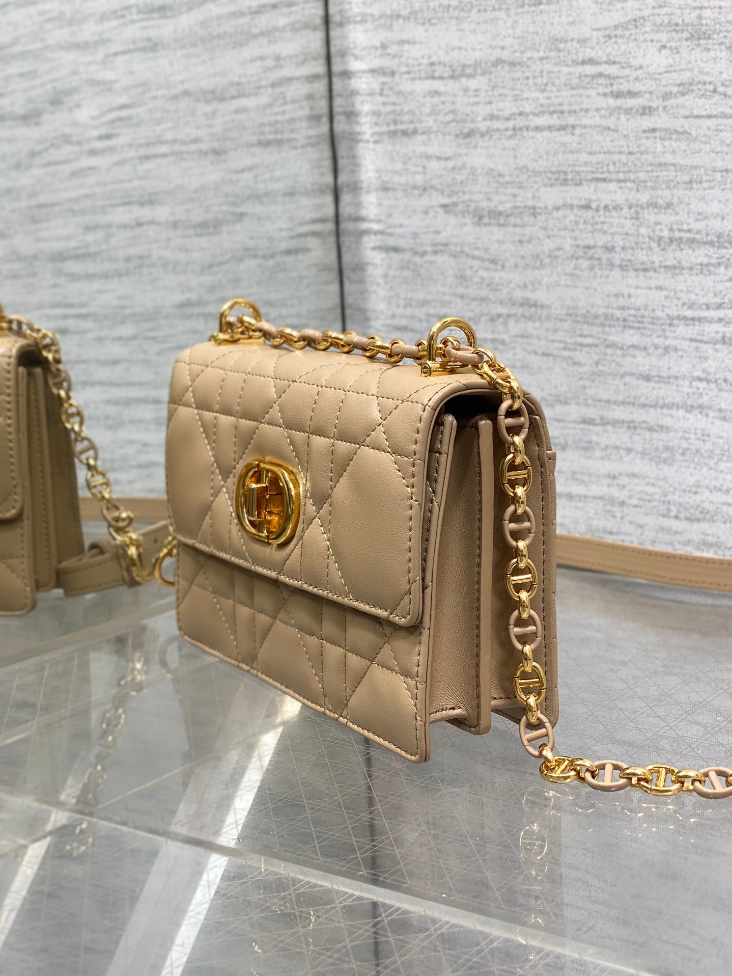 MISS CARO MINI 17 BAG IN CAMEL BEIGE MACROCANNAGE LAMBSKIN