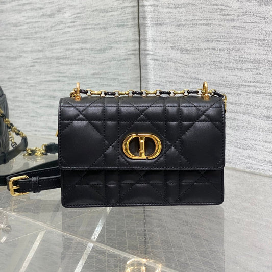 MISS CARO MINI 17 BAG IN BLACK MACROCANNAGE LAMBSKIN