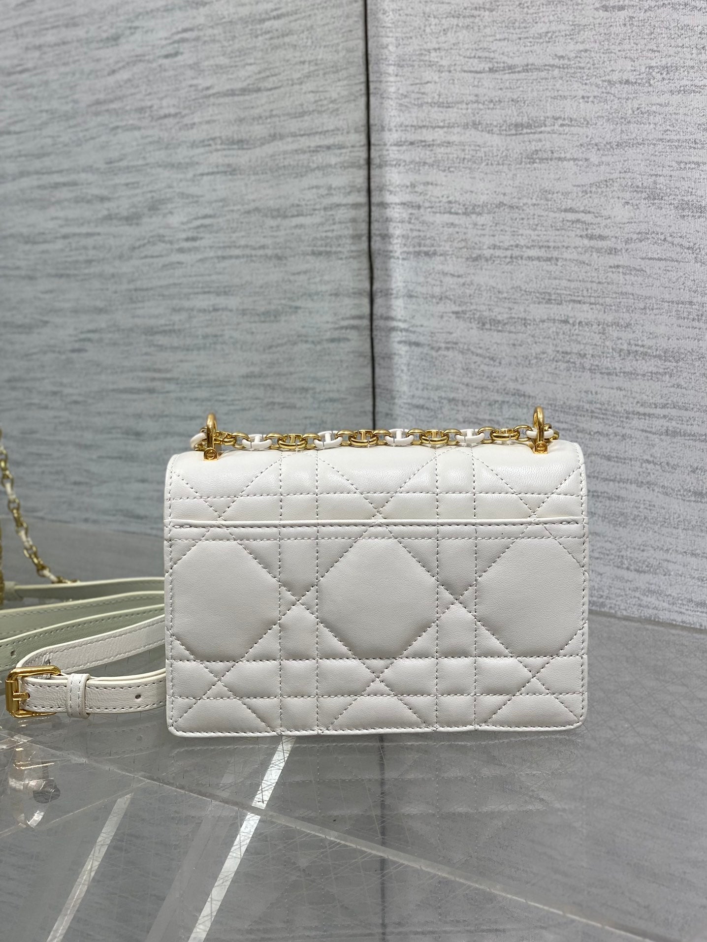 MISS CARO MINI 17 BAG IN WHITE MACROCANNAGE LAMBSKIN