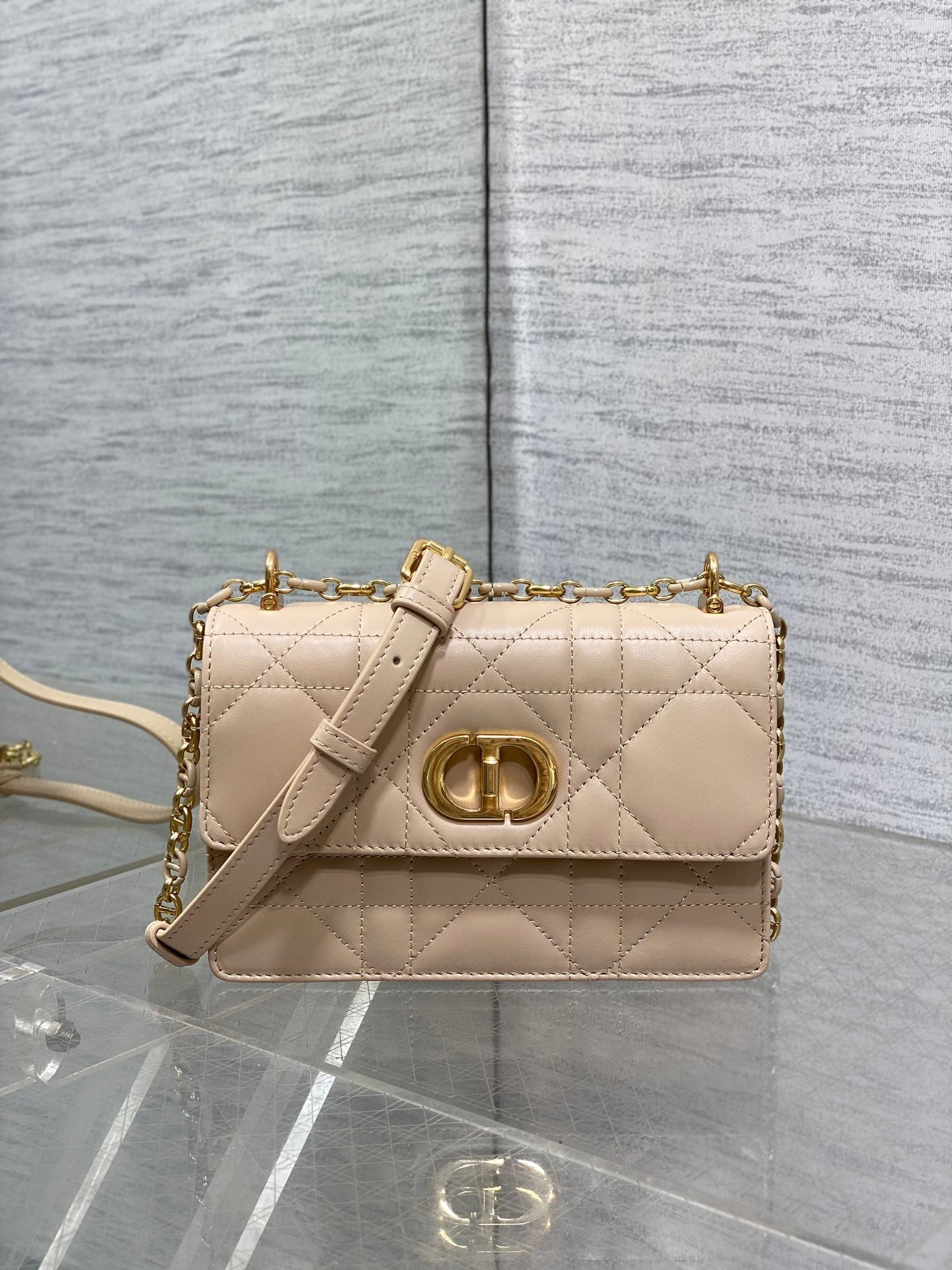 MISS CARO MINI 17 BAG IN POWDER BEIGE MACROCANNAGE LAMBSKIN