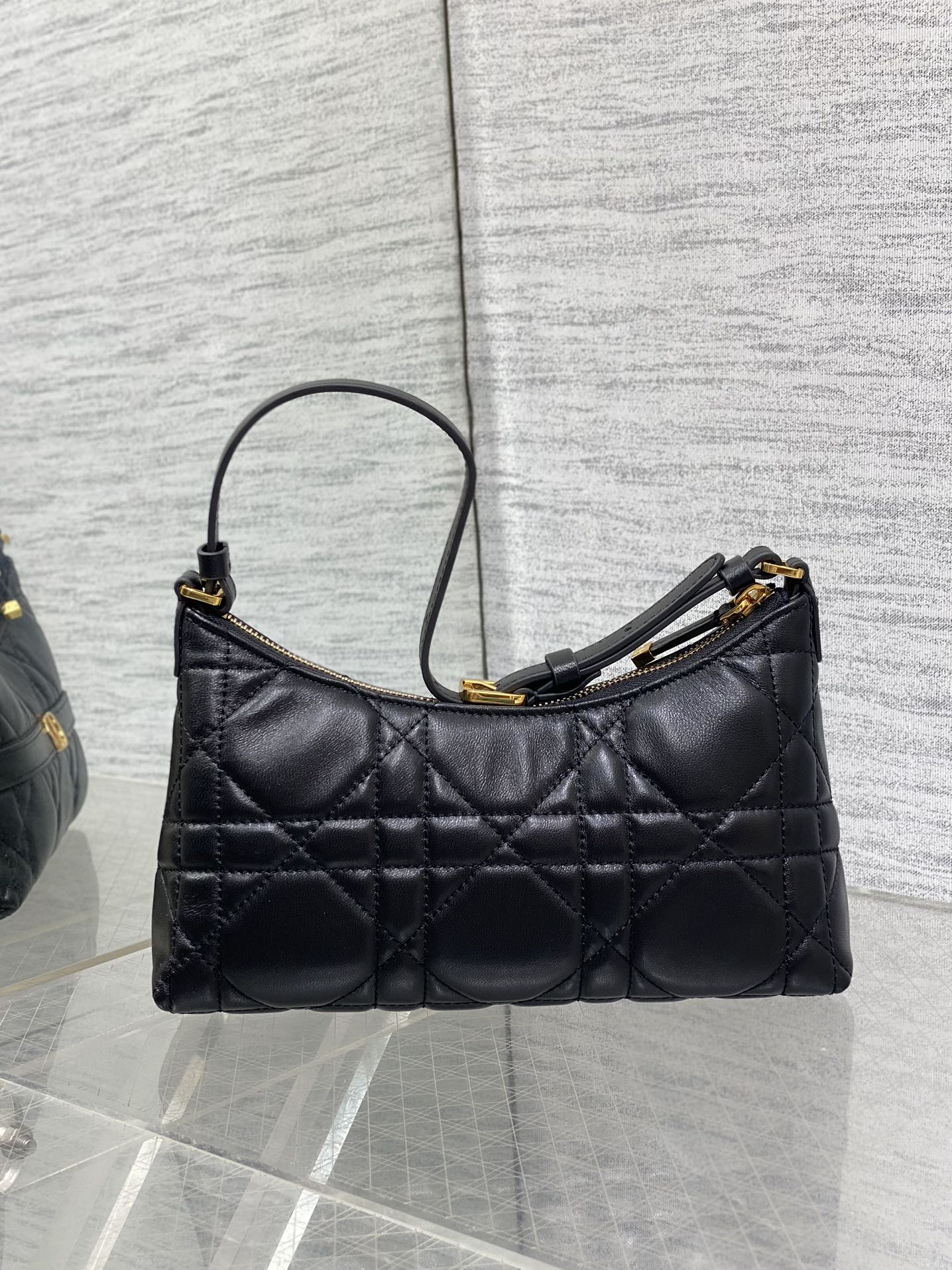 MISS CARO CIGALE MINI 24 BAG IN BLACK MACROCANNAGE LAMBSKIN