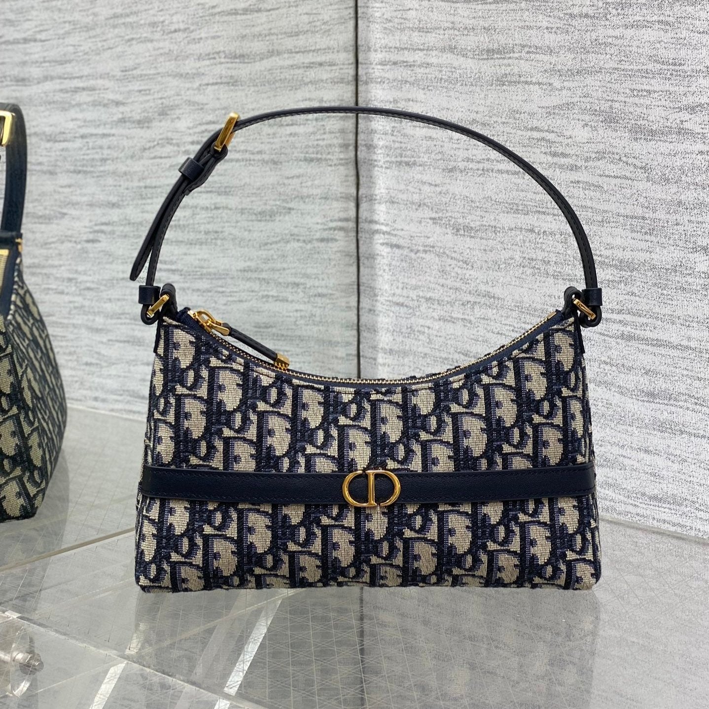 MONTAIGNE CIGALE MINI 24 BAG IN BLUE DIOR OBLIQUE JACQUARD