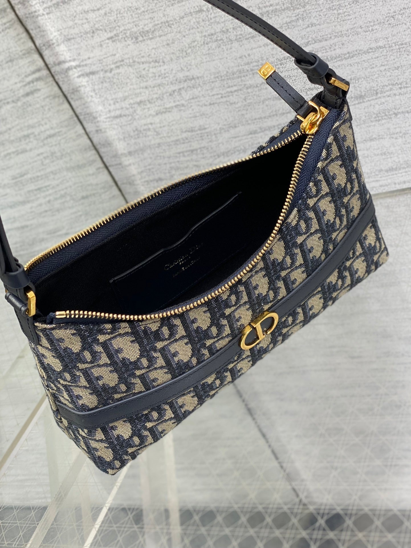 MONTAIGNE CIGALE MINI 24 BAG IN BLUE DIOR OBLIQUE JACQUARD