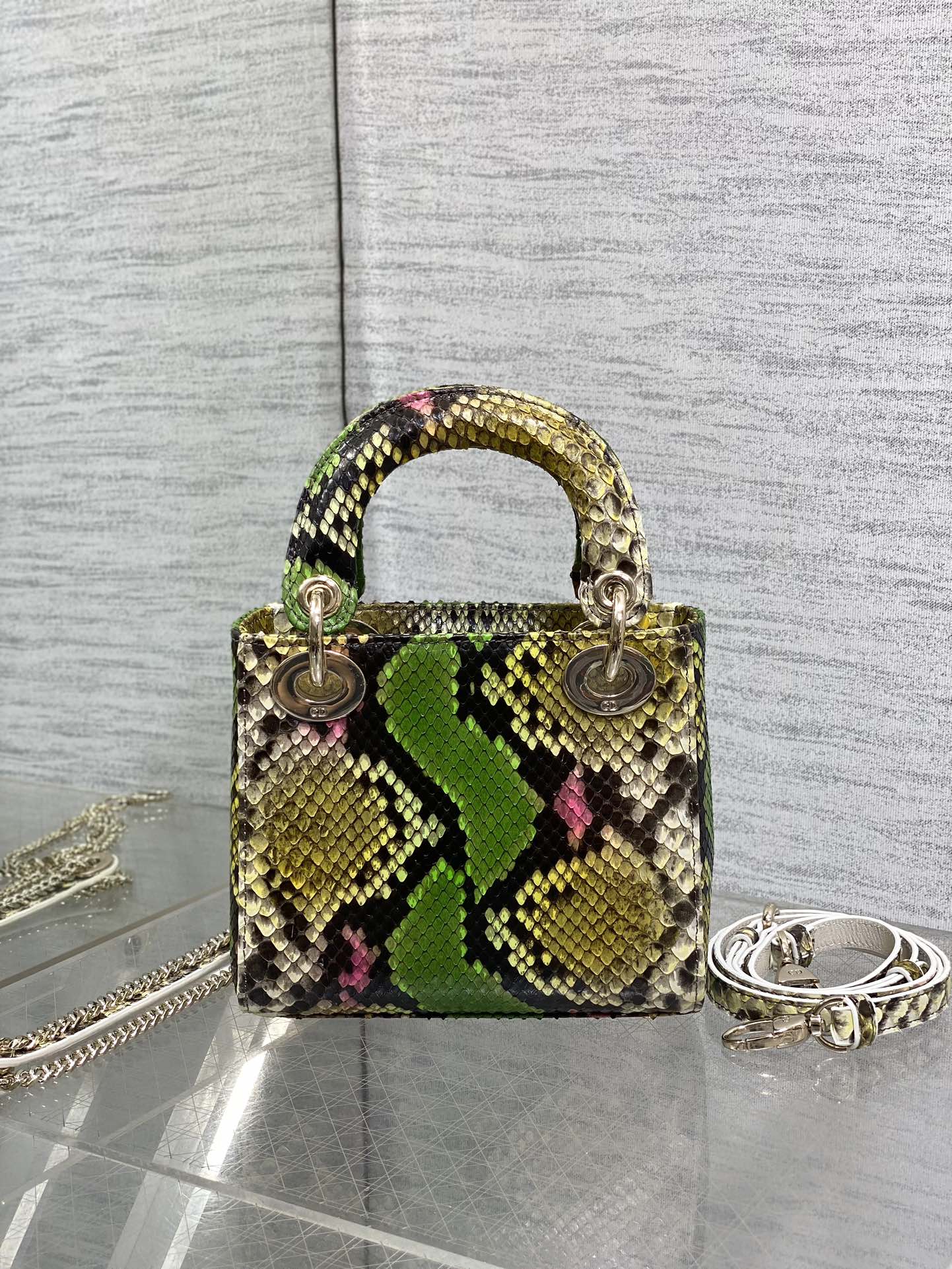 MINI 17 LADY BAG IN COLORFUL SNAKESKIN PATTERN LAMBSKIN 225975