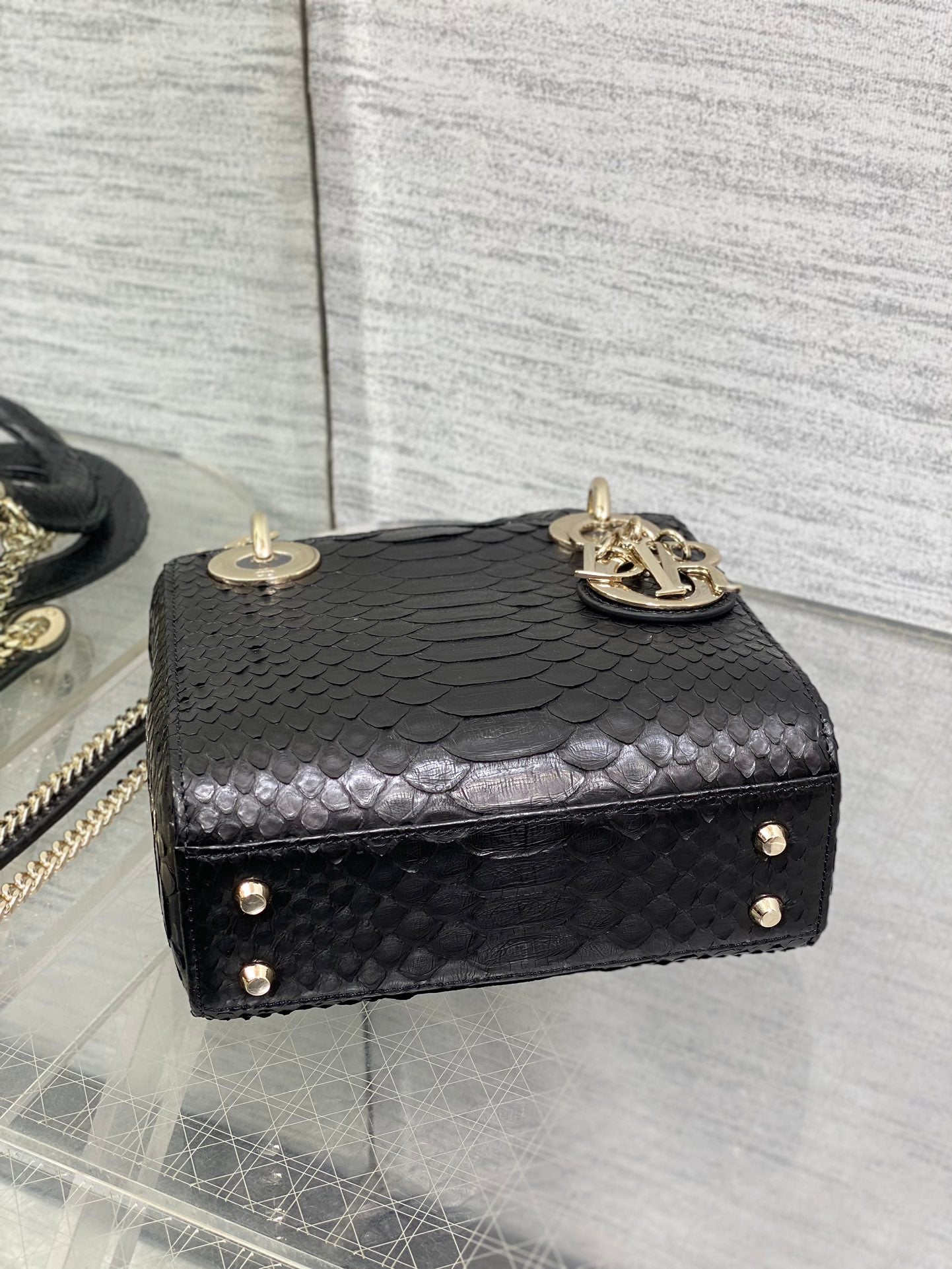 MINI 17 LADY BAG IN BLACK SNAKESKIN PATTERN LAMBSKIN