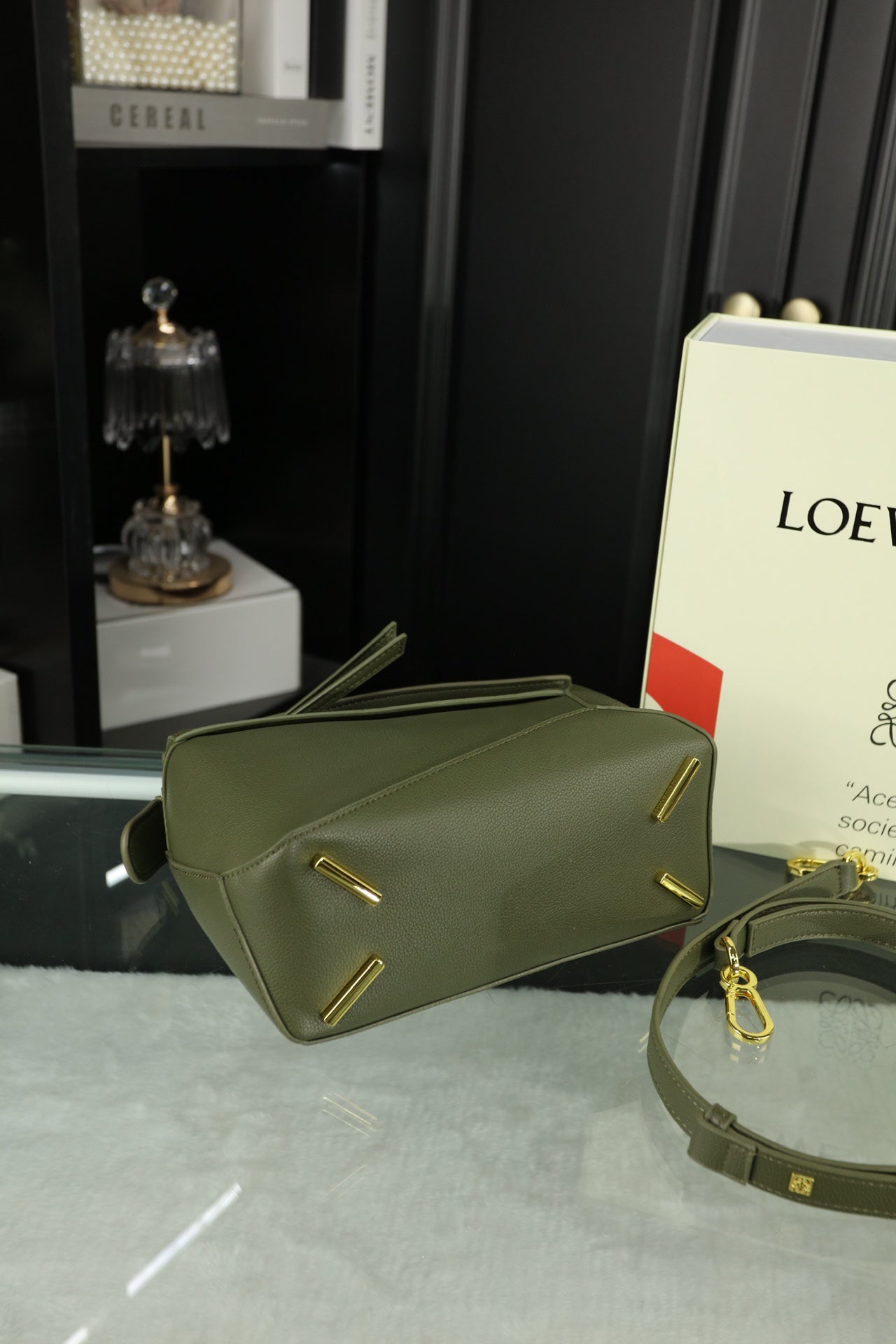 LOE MINI PUZZLE 23 BAG IN DARK OLIVE GREEN CALFSKIN