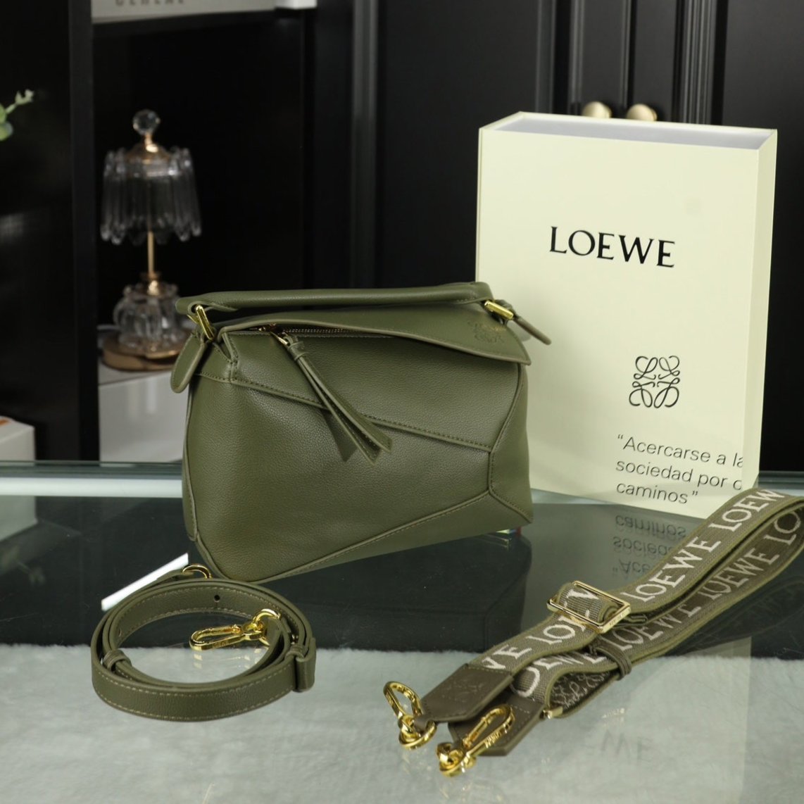 LOE MINI PUZZLE 23 BAG IN DARK OLIVE GREEN CALFSKIN