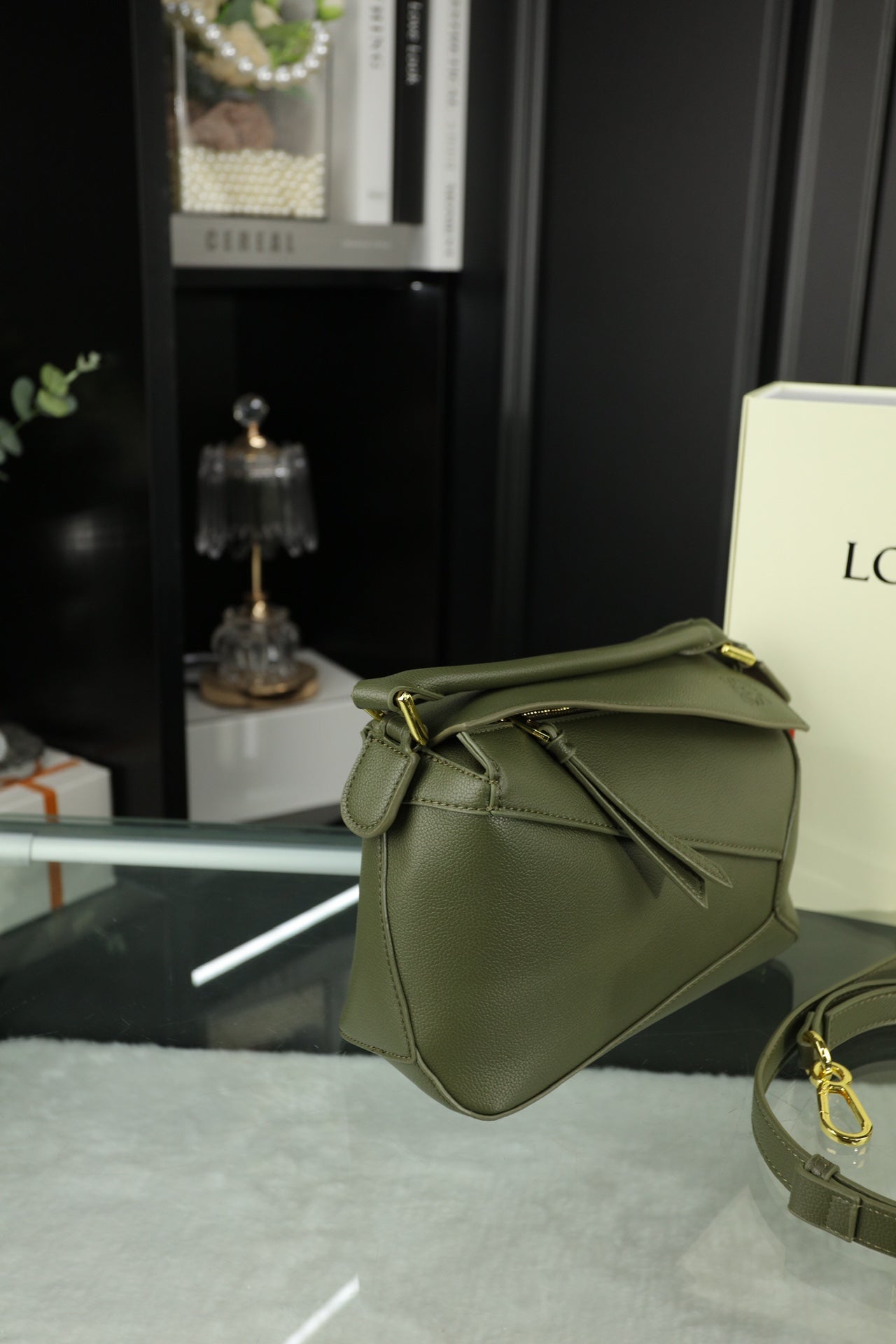 LOE MINI PUZZLE 23 BAG IN DARK OLIVE GREEN CALFSKIN