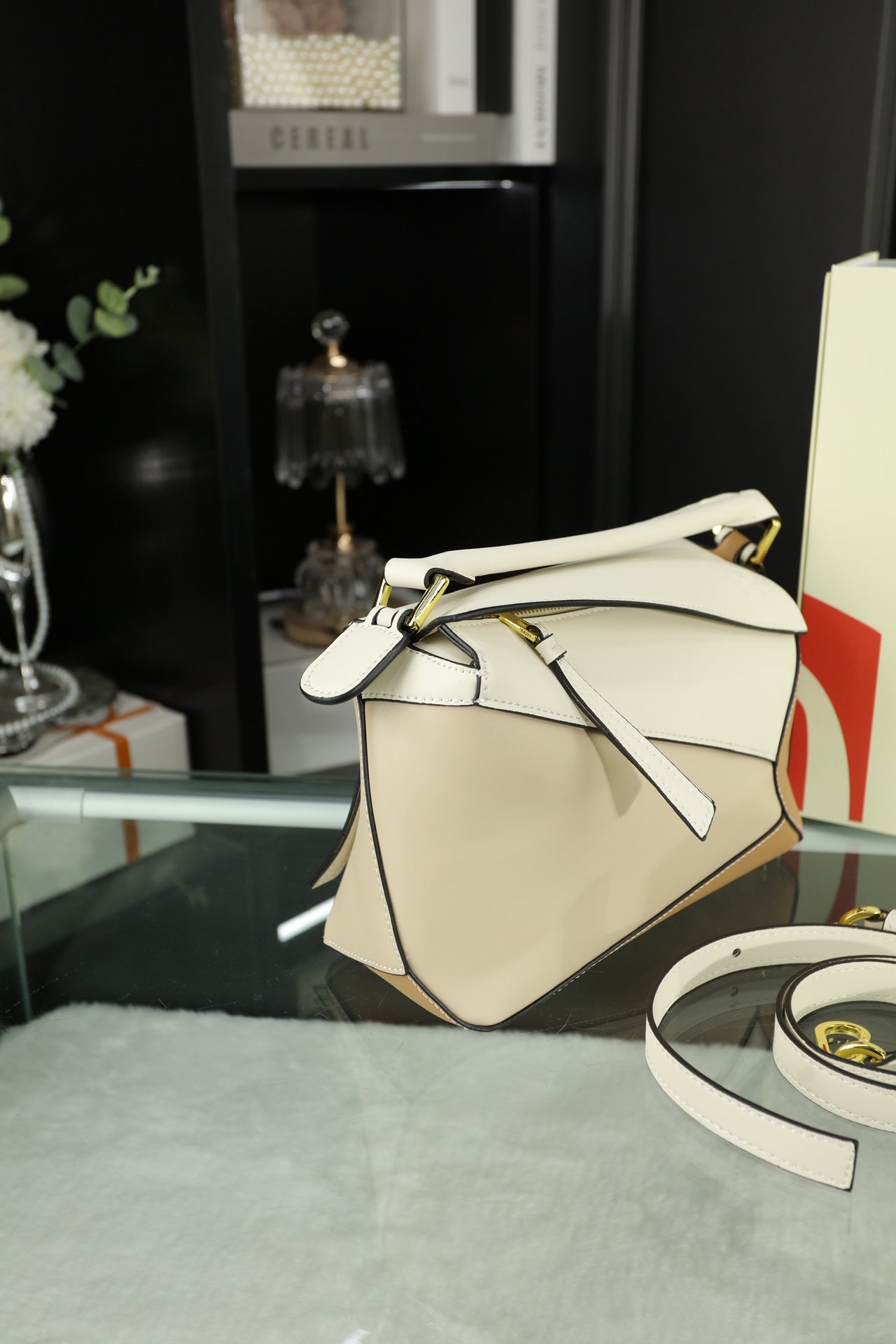 LOE MINI PUZZLE 23 BAG IN BEIGE CREAM MIX TAN CALFSKIN