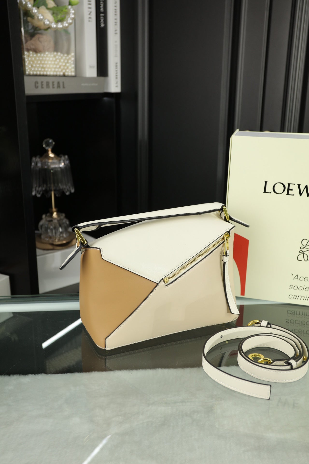 LOE MINI PUZZLE 23 BAG IN BEIGE CREAM MIX TAN CALFSKIN