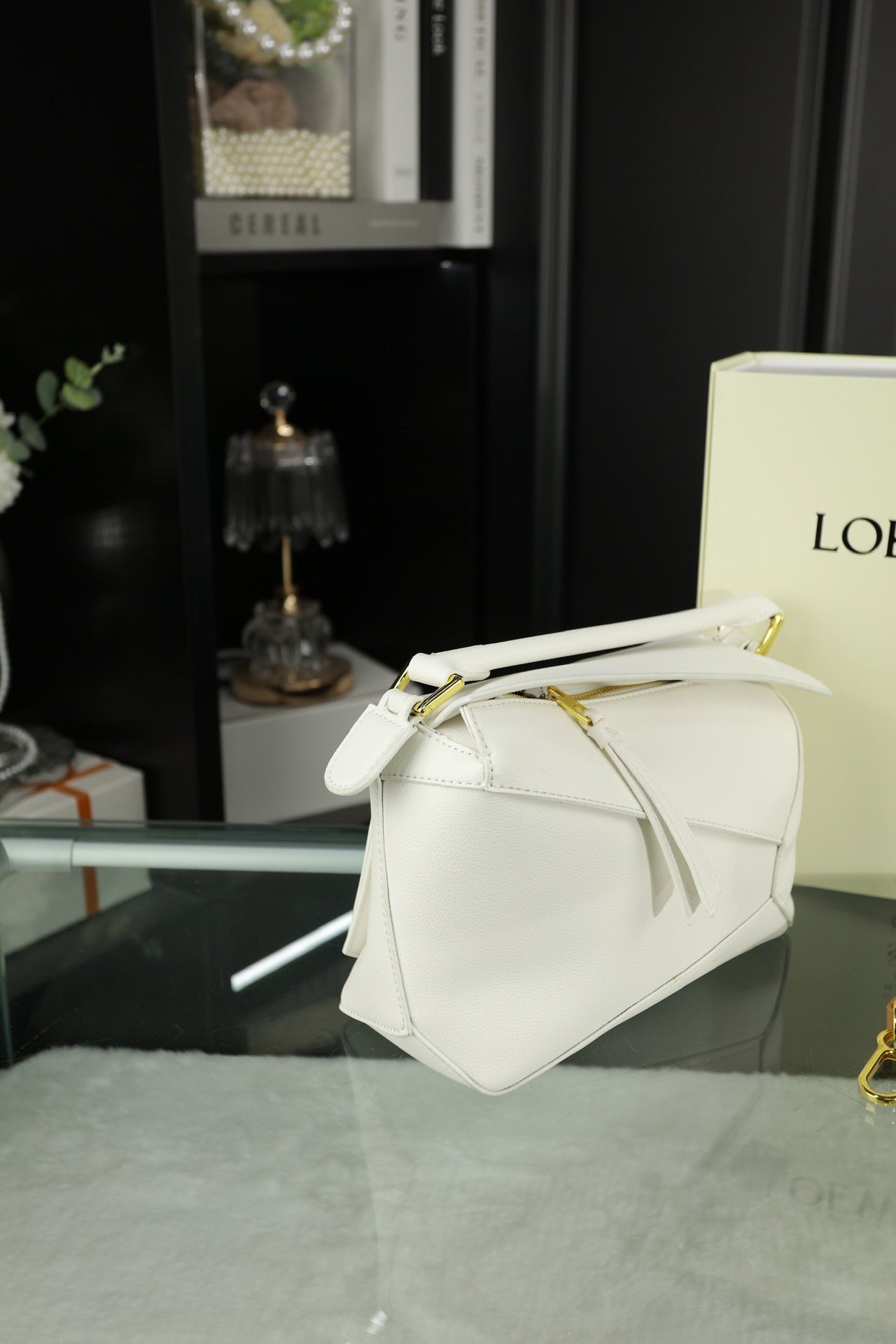 LOE MINI PUZZLE 23 BAG IN WHITE CALFSKIN