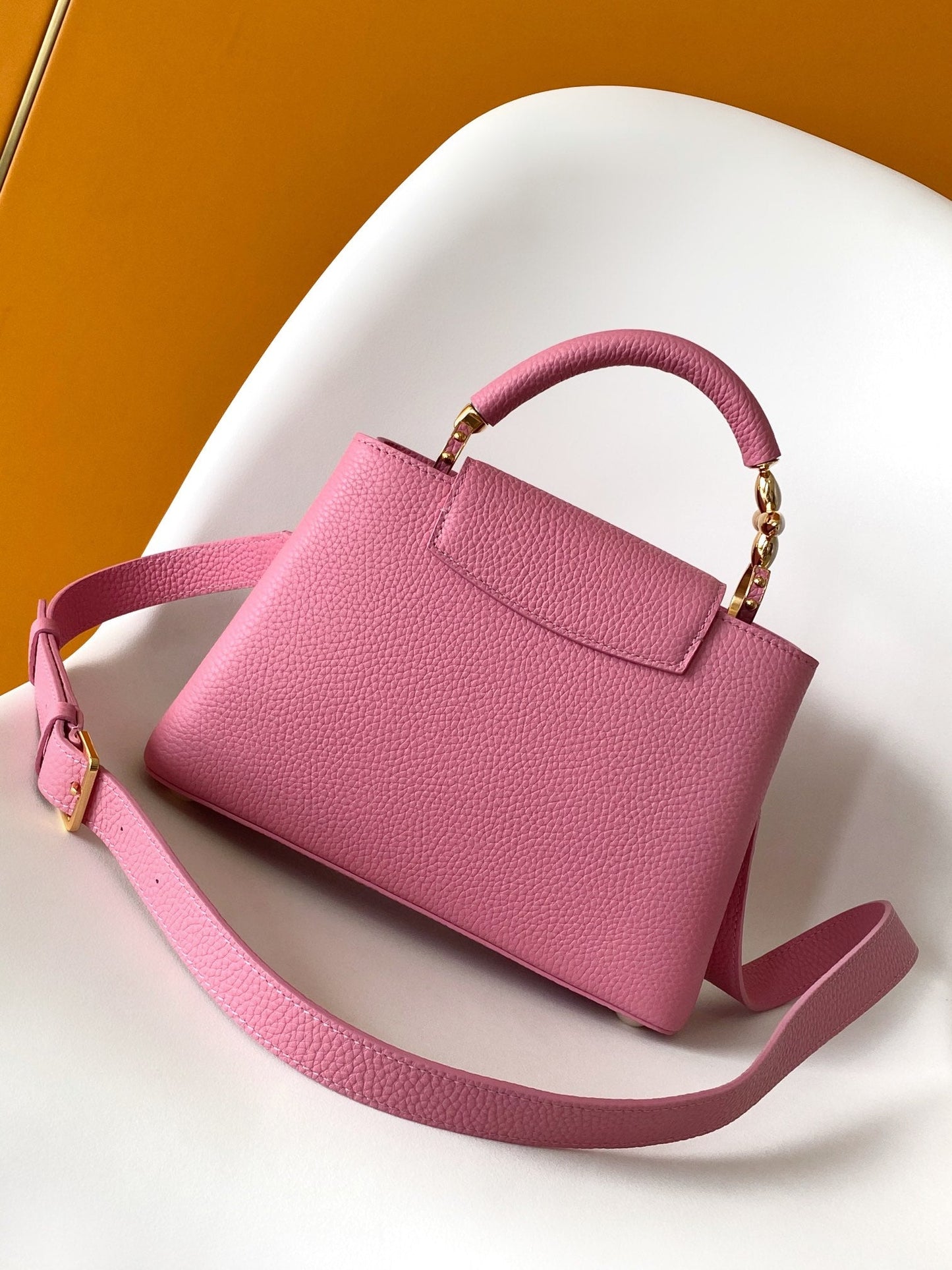 CAPUCINES MINI 21 IN MARSHMALLOW PINK TAURILLON GOLD HARDWARE