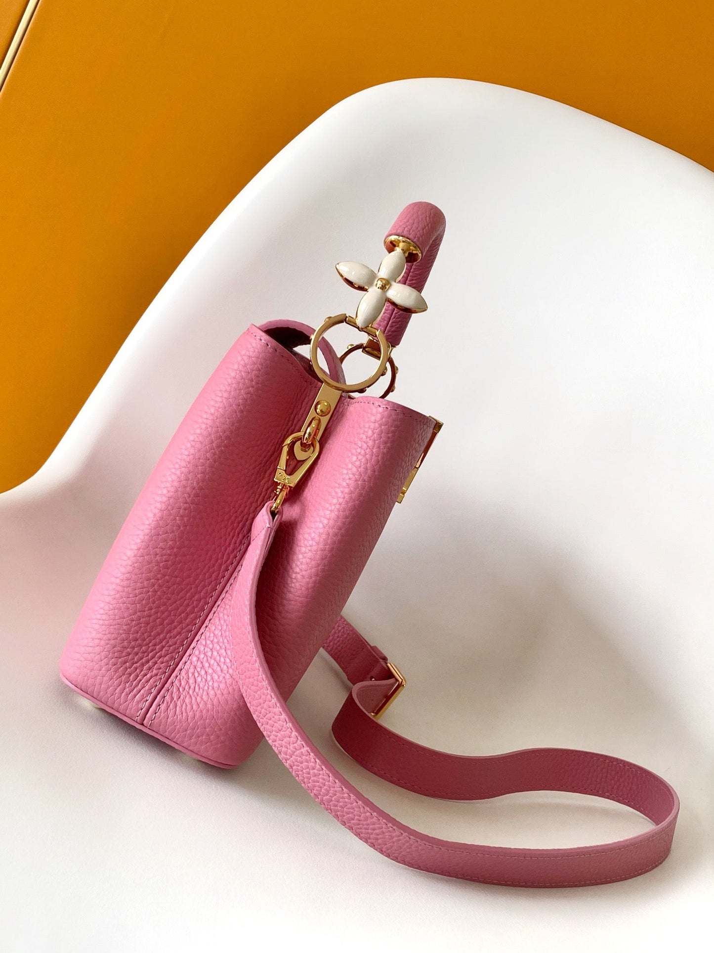 CAPUCINES MINI 21 IN MARSHMALLOW PINK TAURILLON GOLD HARDWARE