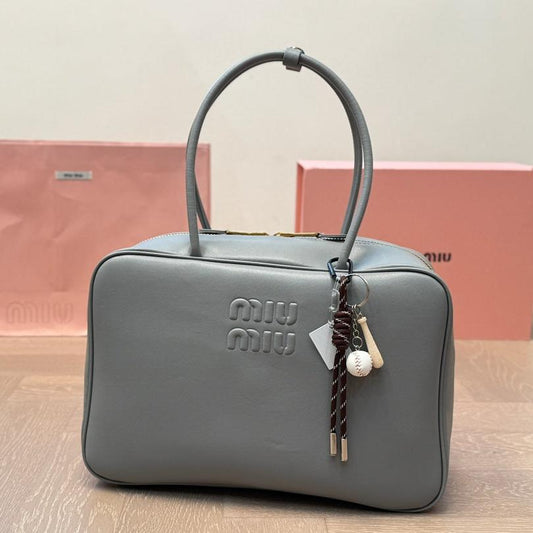 BEAU BAG 33 IN GRAY CALFSKIN WITH BASEBALL CHARM