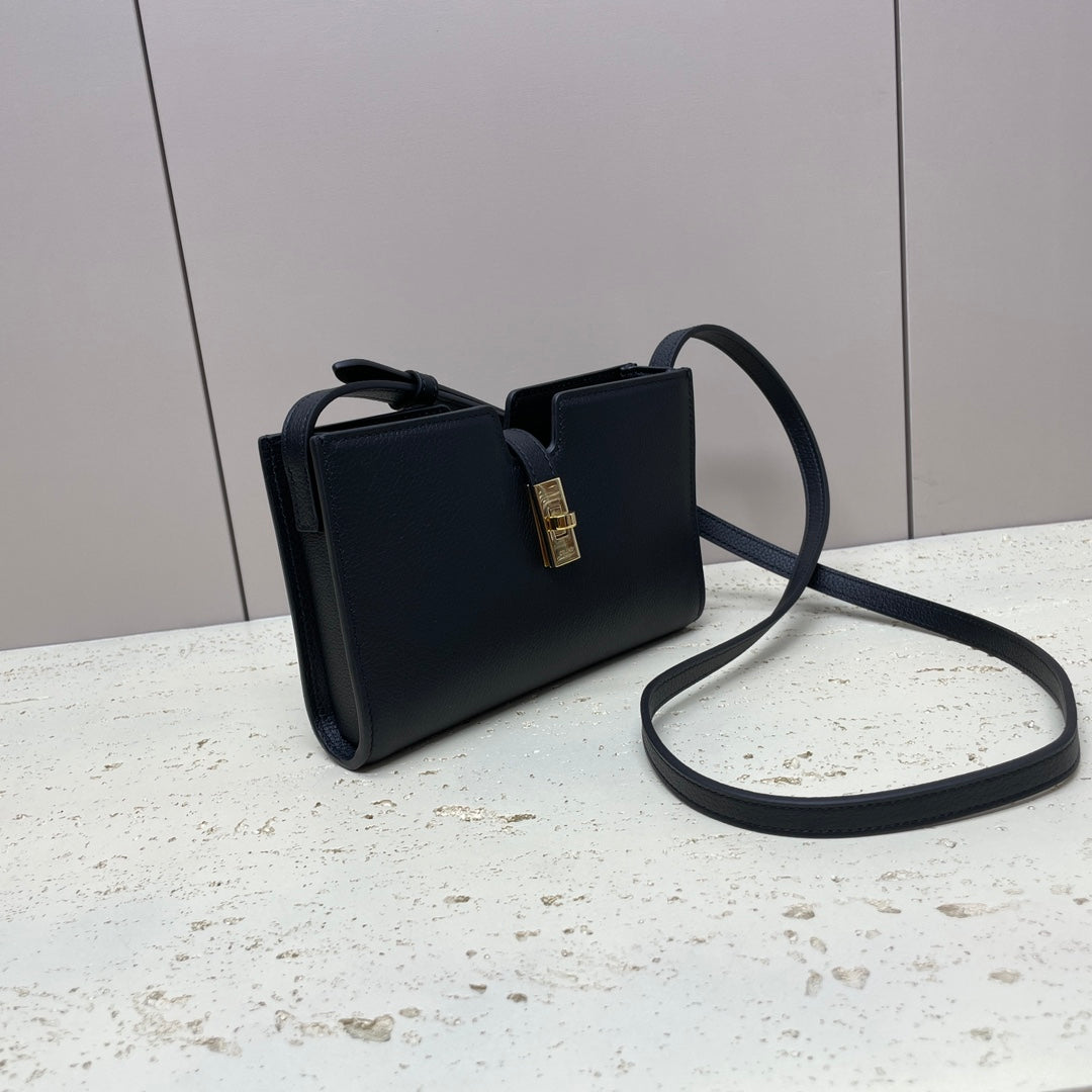 MINI 18 STRAP POCHETTE IN BLACK SUPPLE CALFSKIN