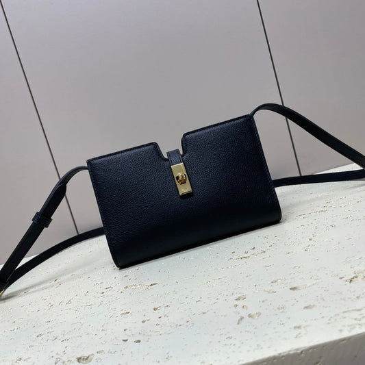 MINI 18 STRAP POCHETTE IN BLACK SUPPLE CALFSKIN