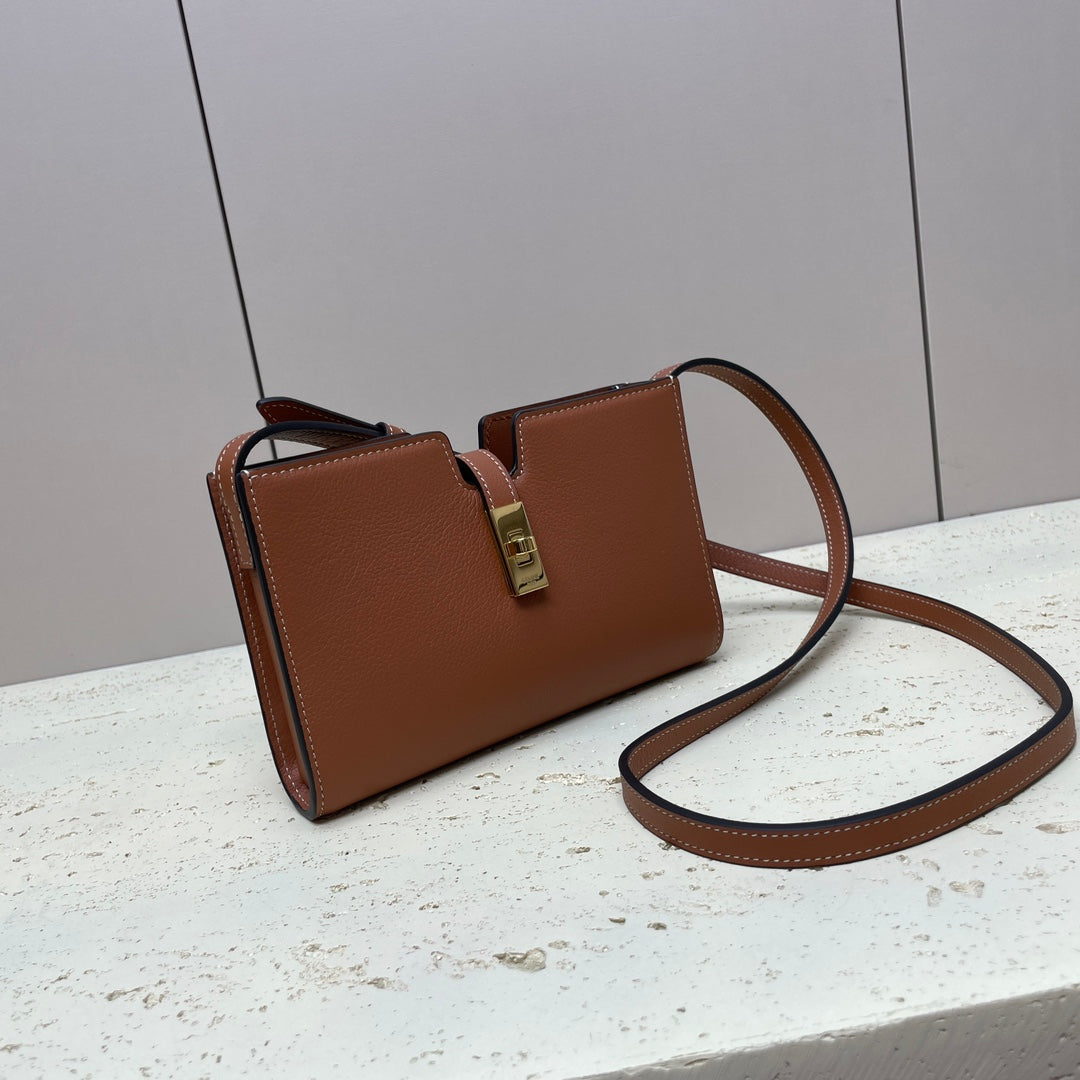 MINI 18 STRAP POCHETTE IN BRONZE BROWNN SUPPLE CALFSKIN