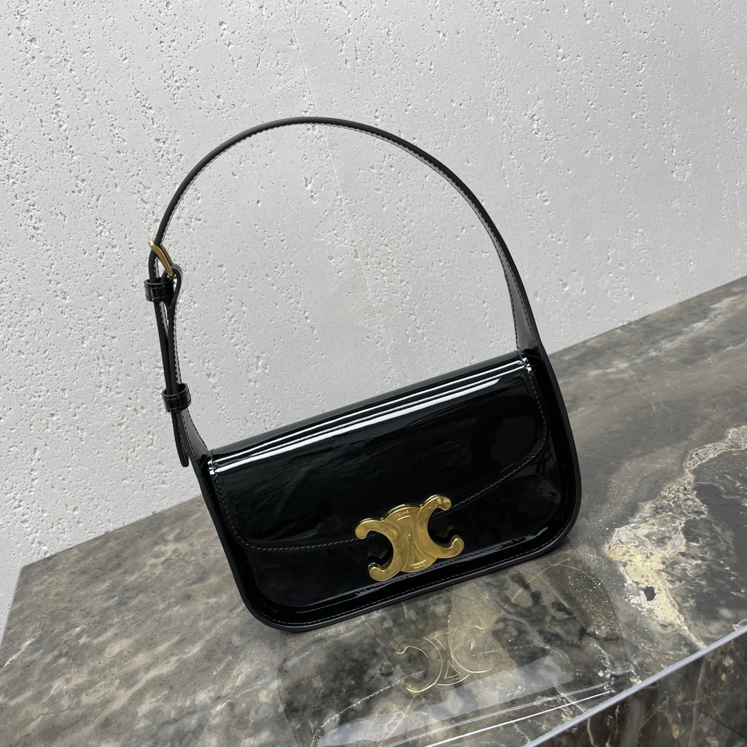 SHOULDER 20 BAG TERENCE IN BLACK PATENT CALFSKIN