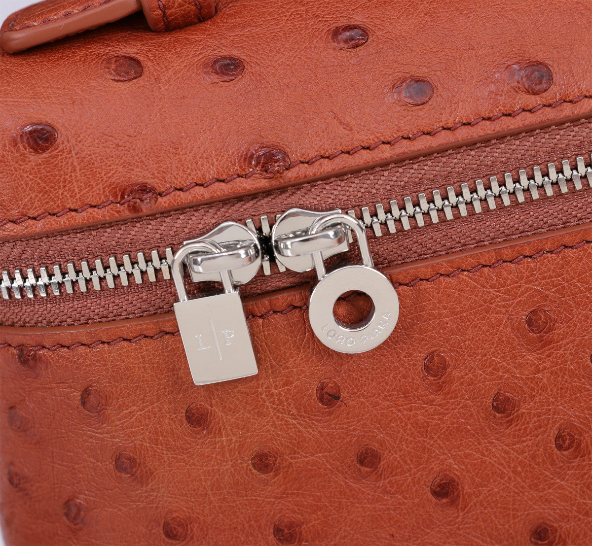 EXTRA POCKET L19 IN RED BROWN OSTRICH LEATHER