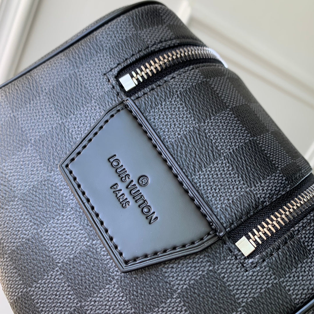 DOPP KIT 28 IN BLACK DAMIER GRAPHITE CANVAS