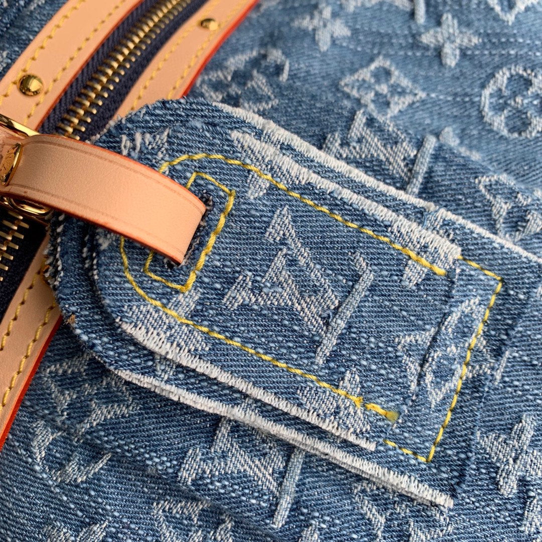 HIGH RISE 38 IN BLUE MONOGRAM DENIM GOLD HARDWARE