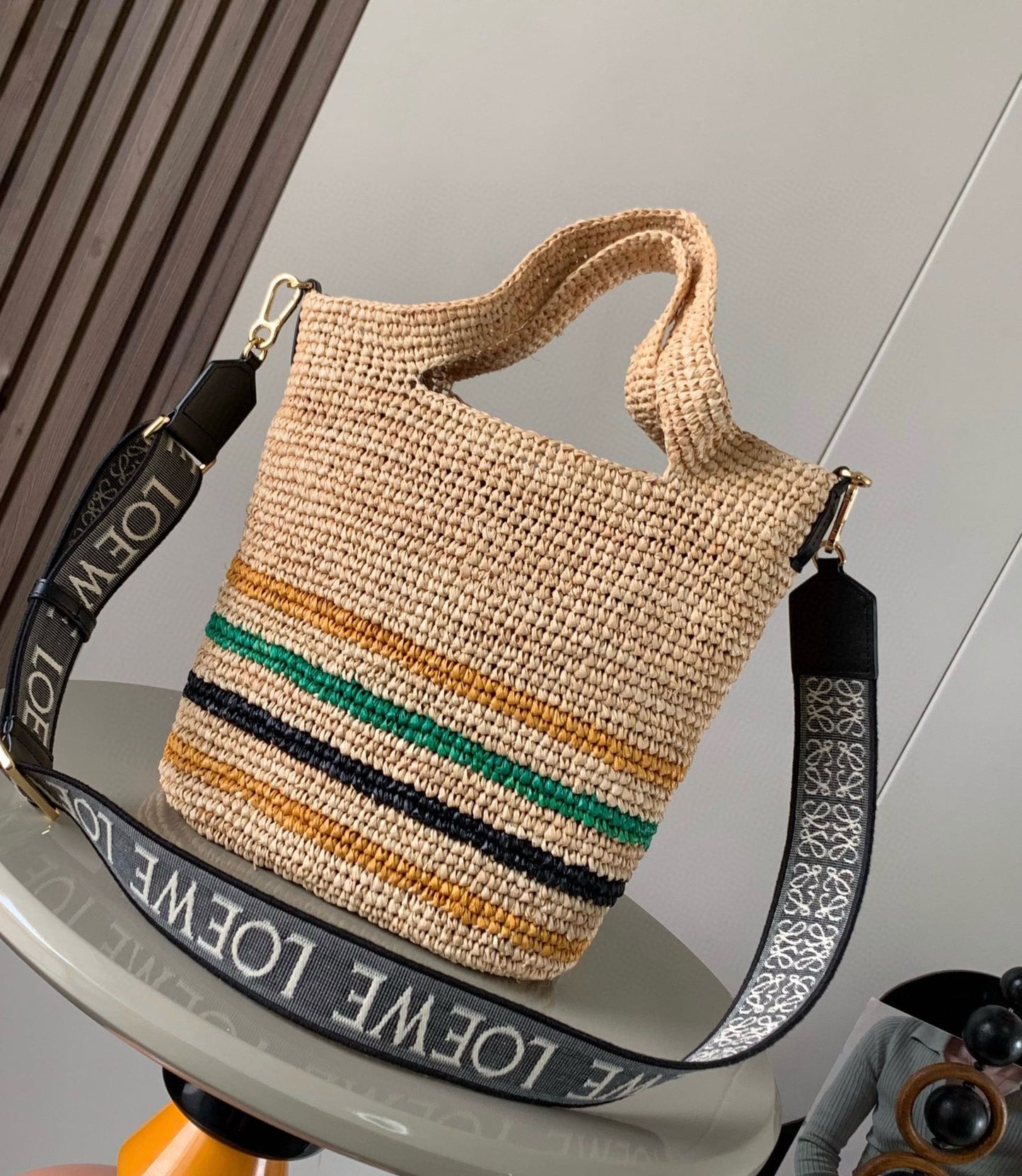 LOE 30 SLIT BAG IN COLORFUL RAFFIA AND CALFSKIN