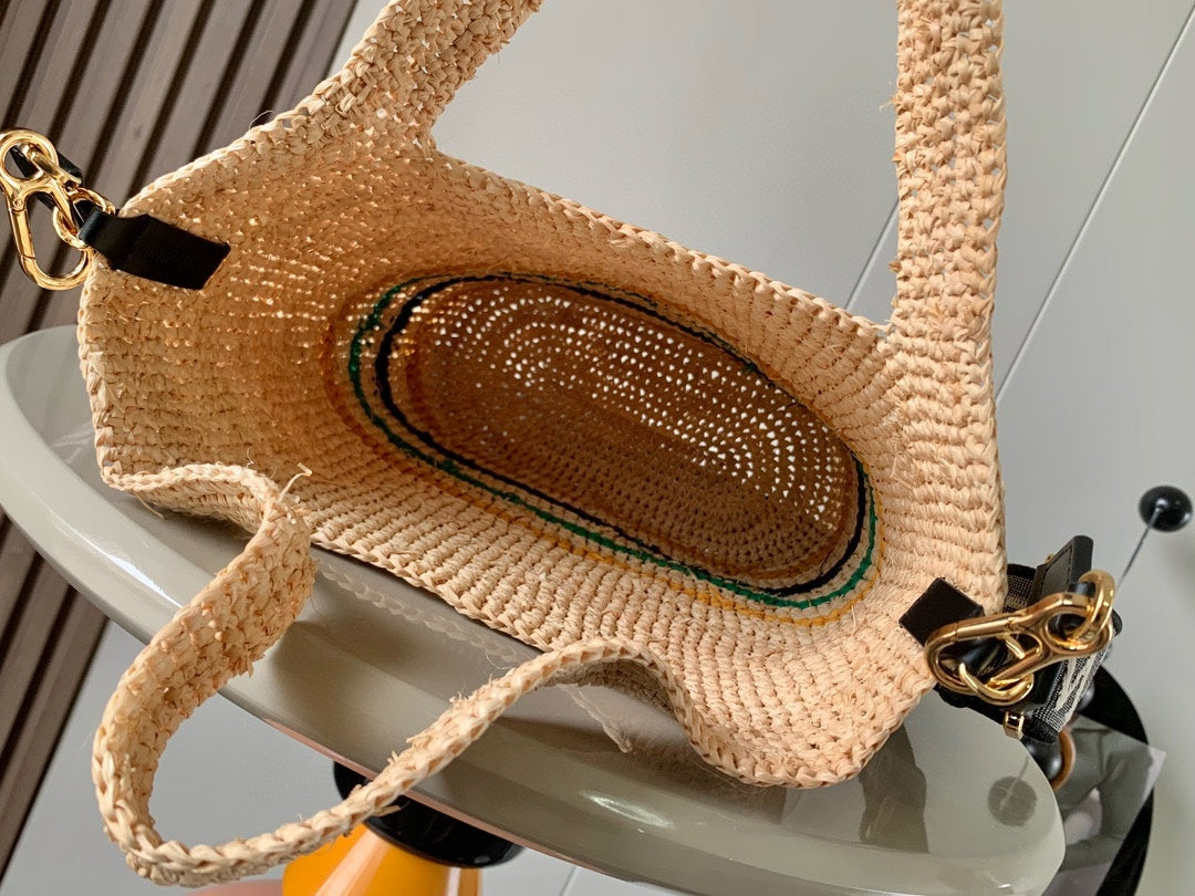 LOE 30 SLIT BAG IN COLORFUL RAFFIA AND CALFSKIN