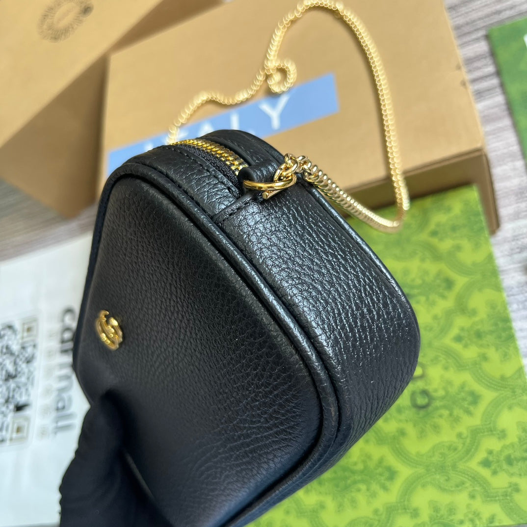 GG MARMONT MINI 18 BAG IN BLACK CALFSKIN