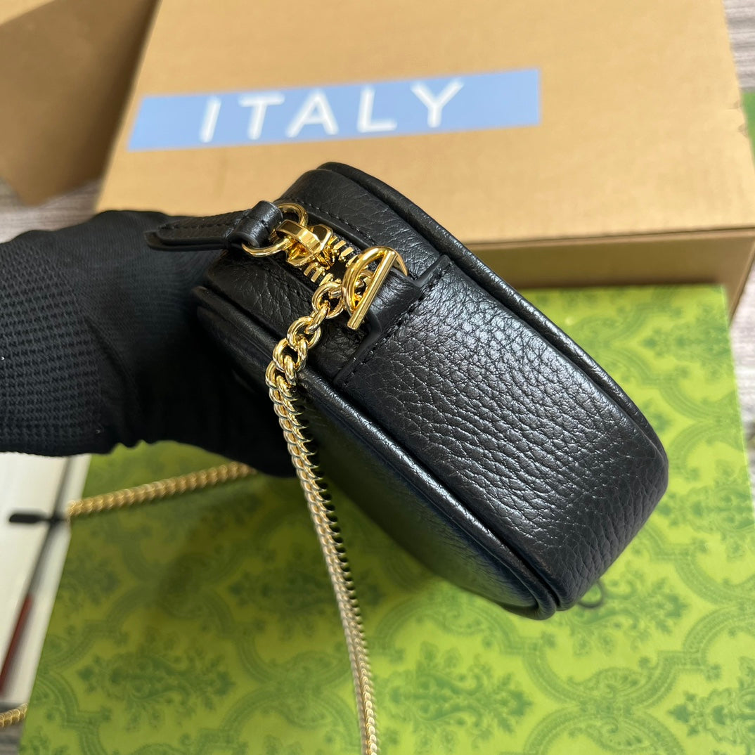 GG MARMONT MINI 18 BAG IN BLACK CALFSKIN