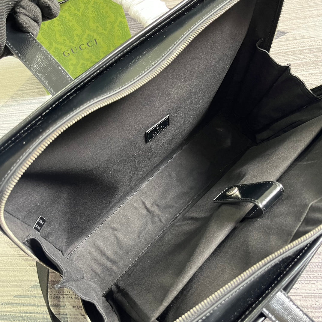 BRIEFCASE 40 WITH INTERLOCKING G BLACK CANVAS