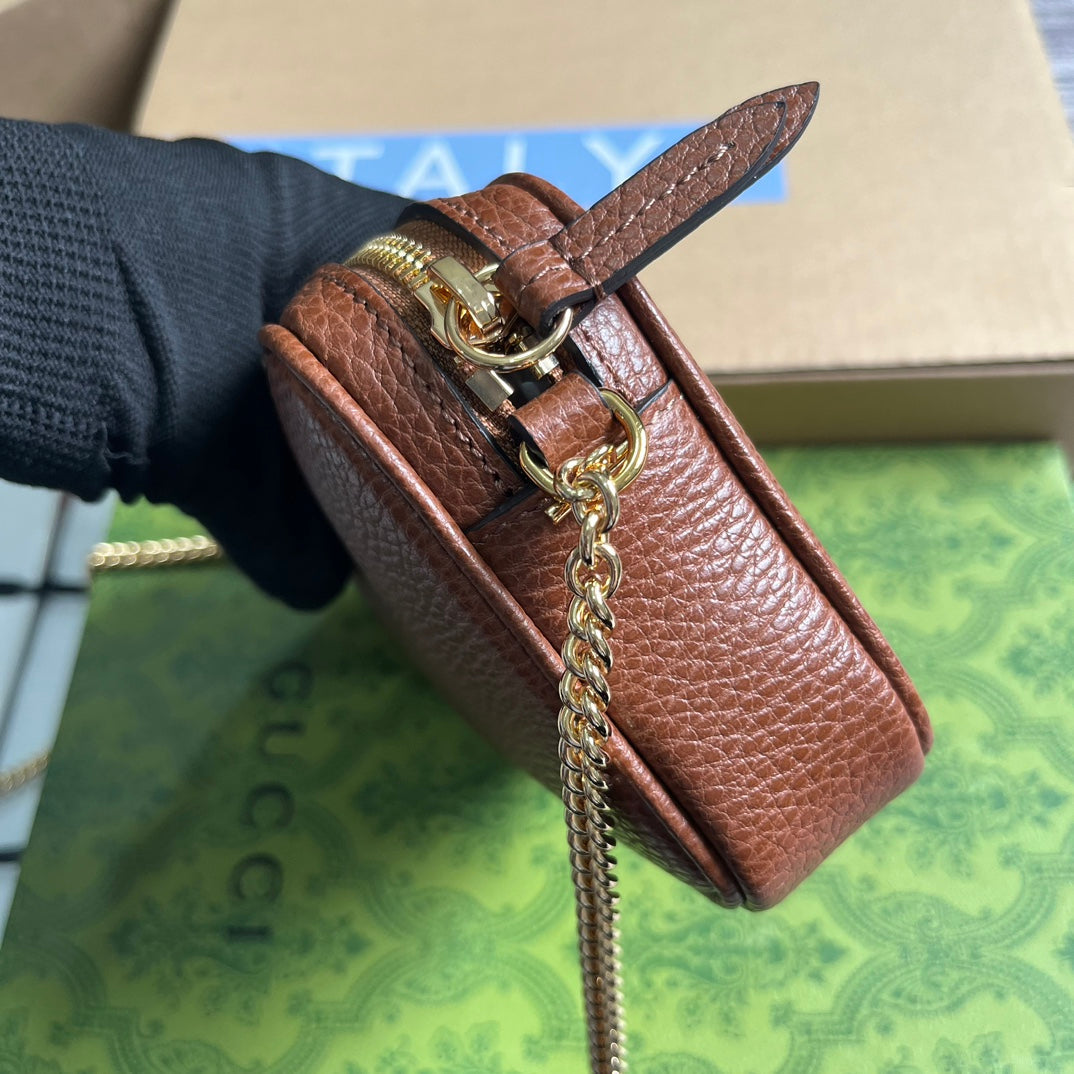 GG MARMONT MINI 18 BAG IN CINNAMON BROWN CALFSKIN