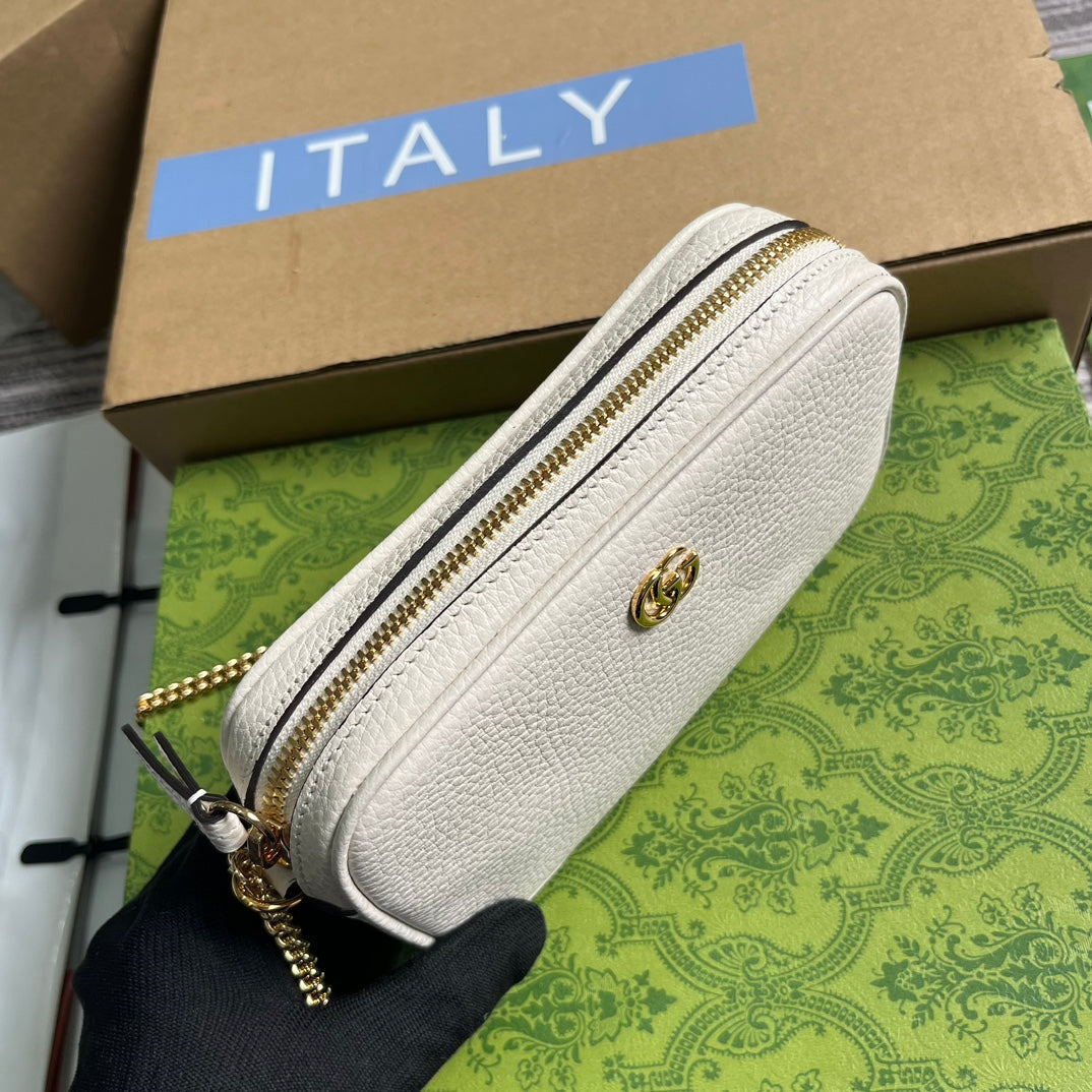 GG MARMONT MINI 18 BAG IN WHITE CALFSKIN