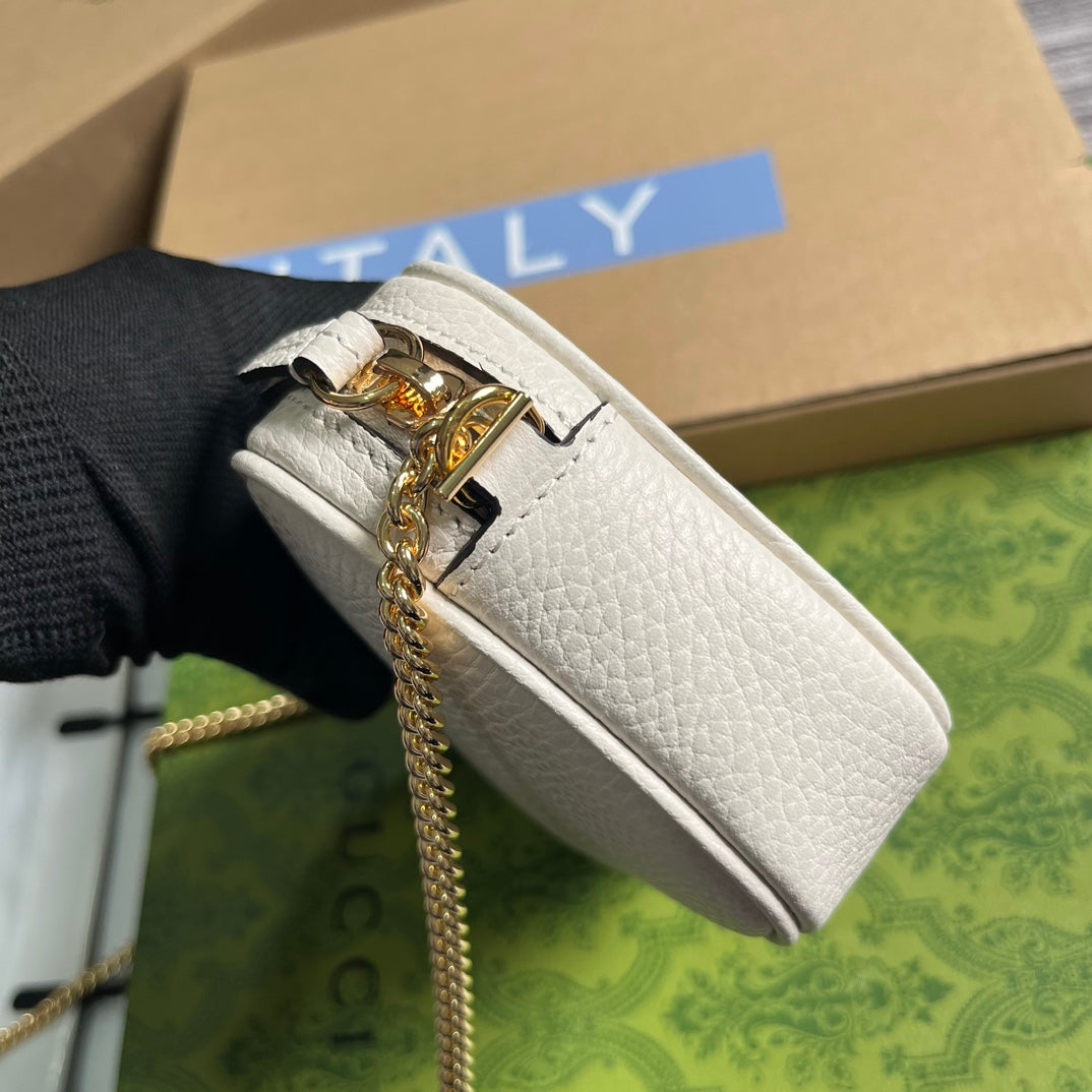 GG MARMONT MINI 18 BAG IN WHITE CALFSKIN