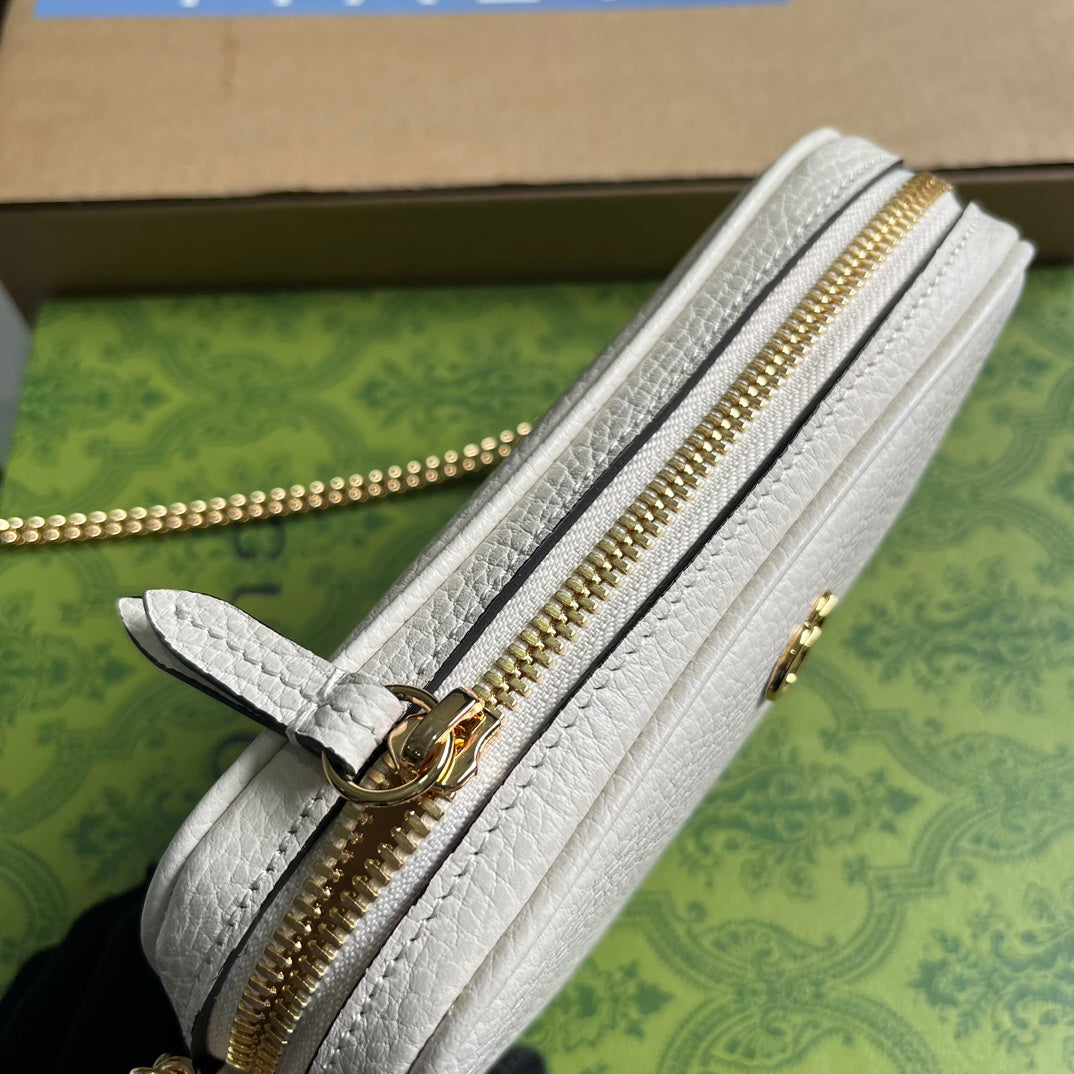 GG MARMONT MINI 18 BAG IN WHITE CALFSKIN