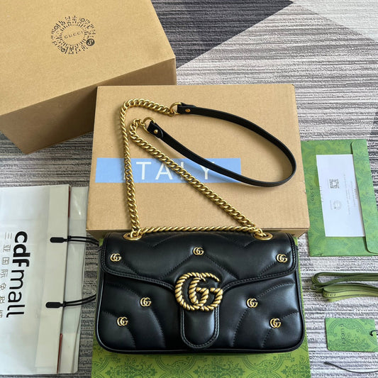 GG MARMONT MEDIUM 26 BAG IN BLACK LAMBSKIN