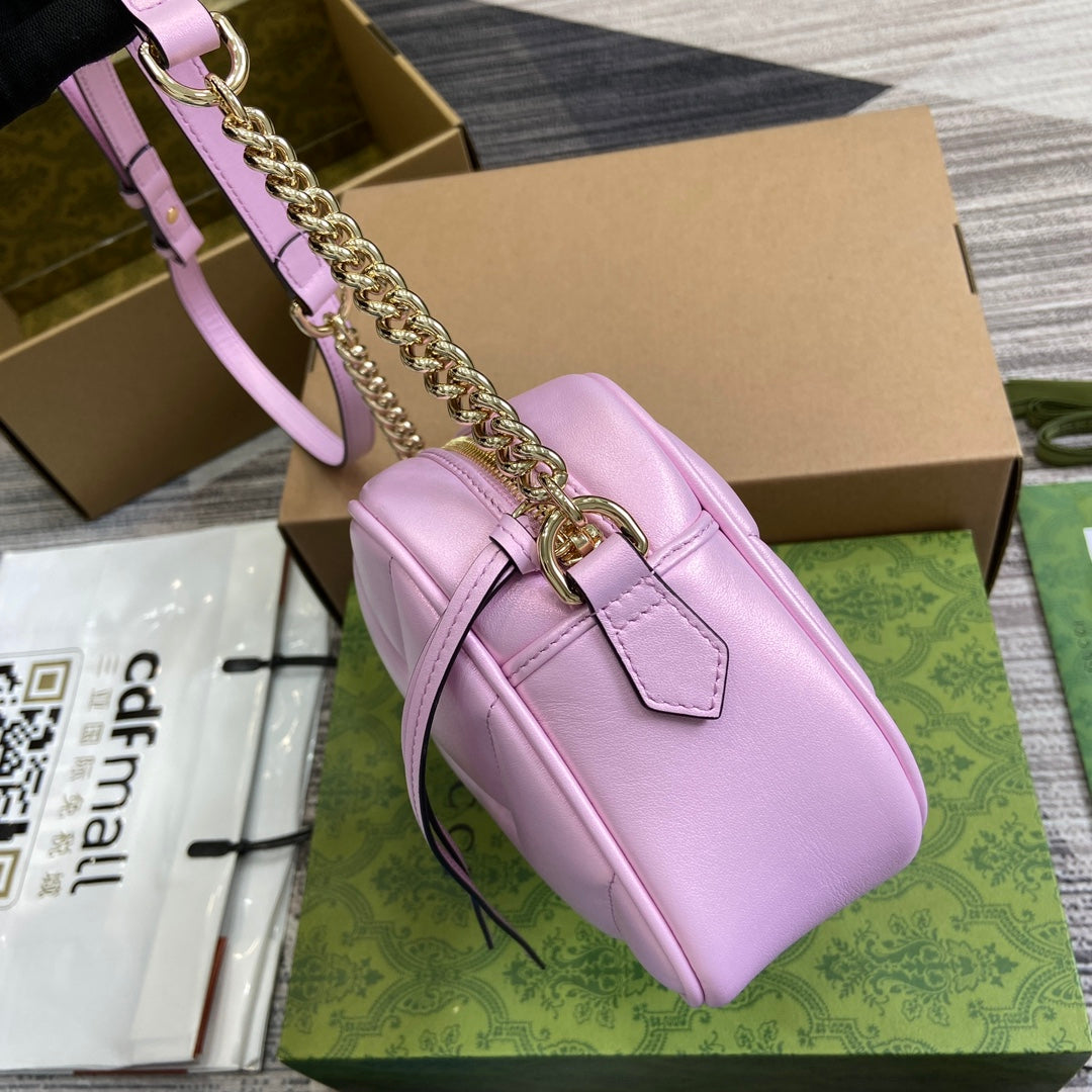 GG MARMONT 24 SMALL MATELASSÉ SHOULDER BAG LIGTH PINK CALFSKIN