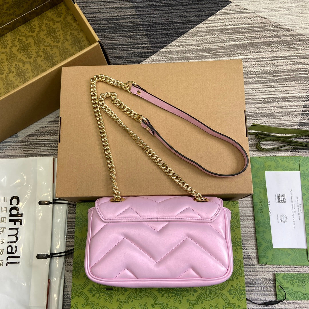 GG MARMONT 23 SMALL SHOULDER BAG LIGHT PINK CALFSKIN