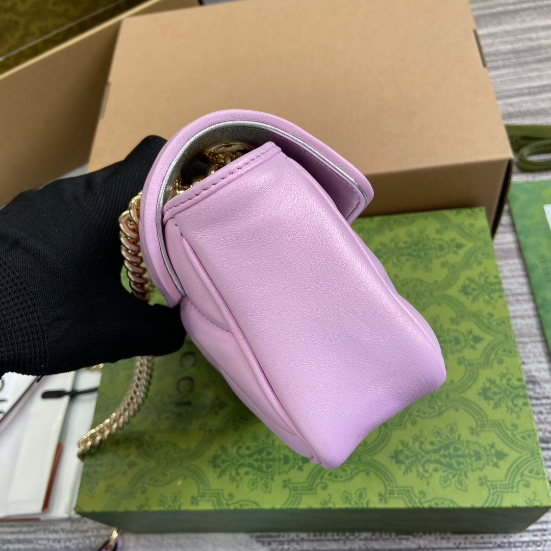 GG MARMONT 23 SMALL SHOULDER BAG LIGHT PINK CALFSKIN