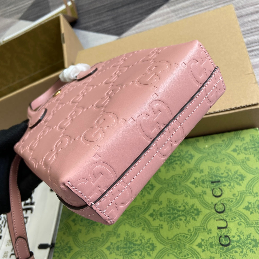 GG 20 SUPER MINI BAG WITH STRAP IN LIGHT PINK CALFSKIN