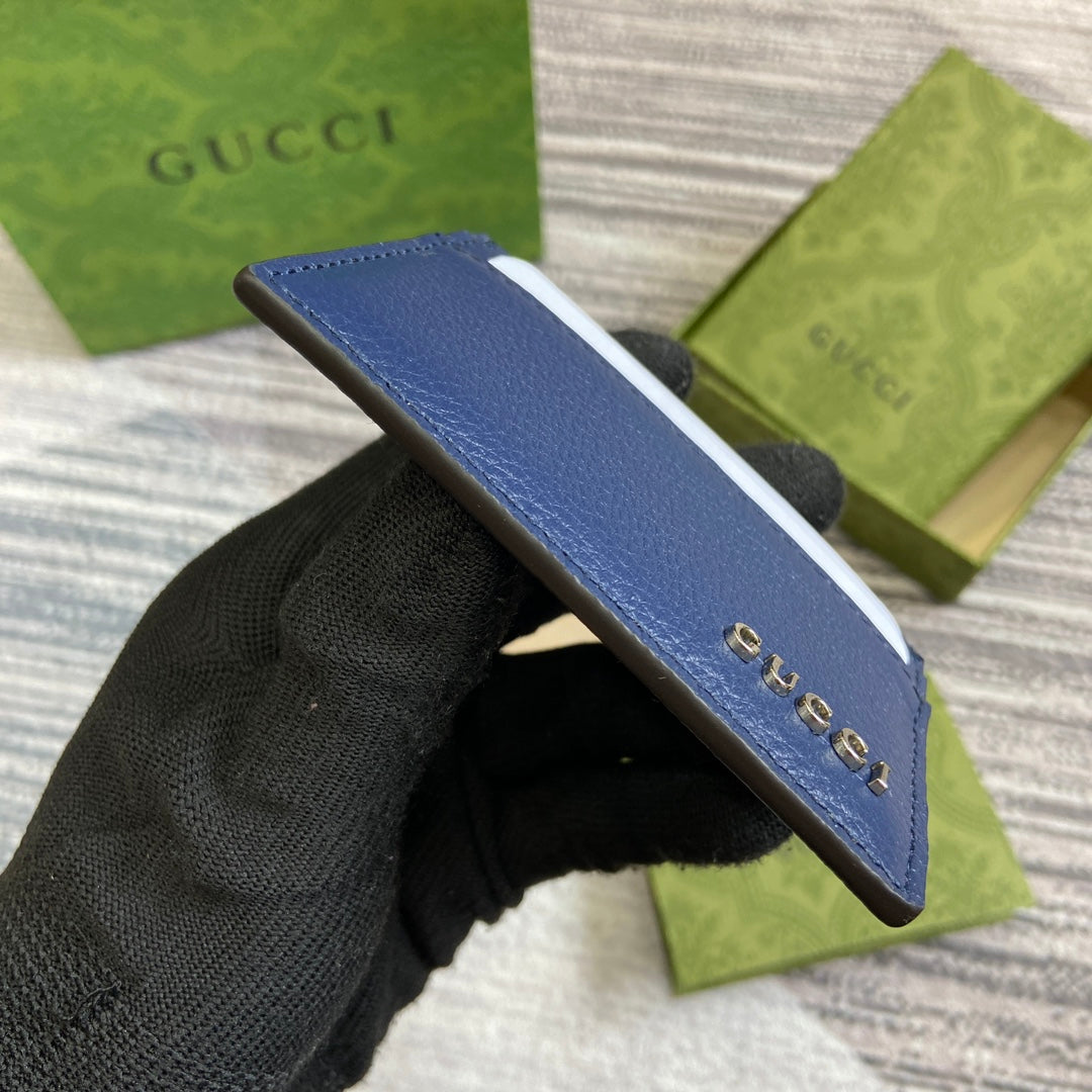 CARD HOLDER 10 IN CLASSIC BLUE CALFSKIN